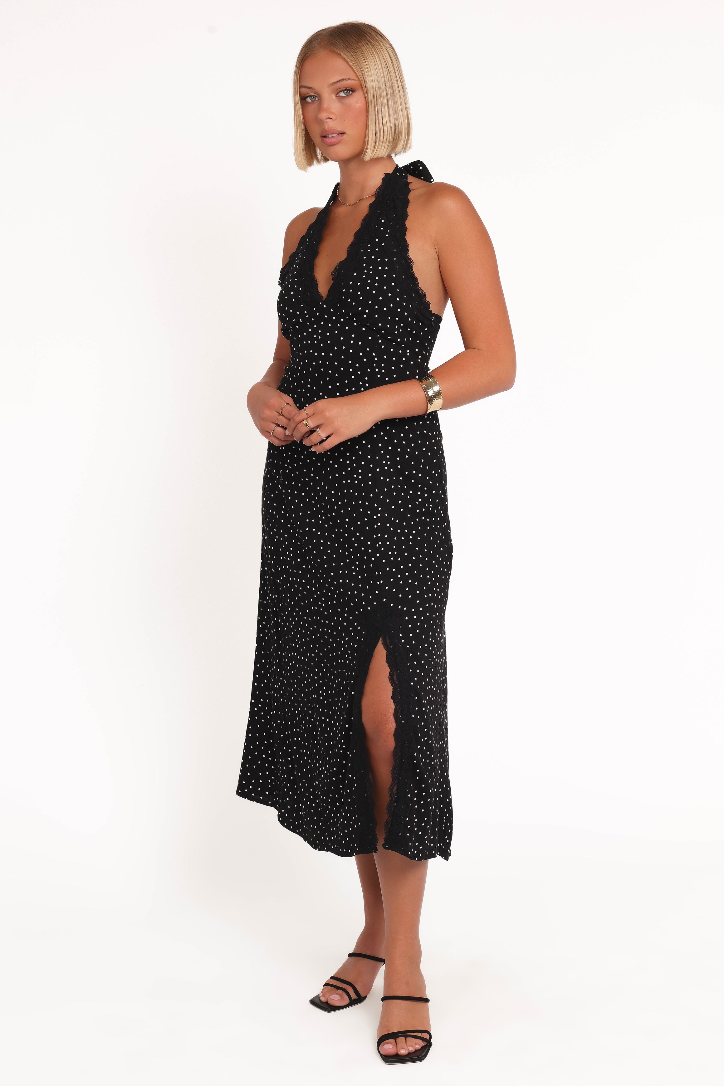 DRESSES Stasia Maxi Halter Dress - Black White