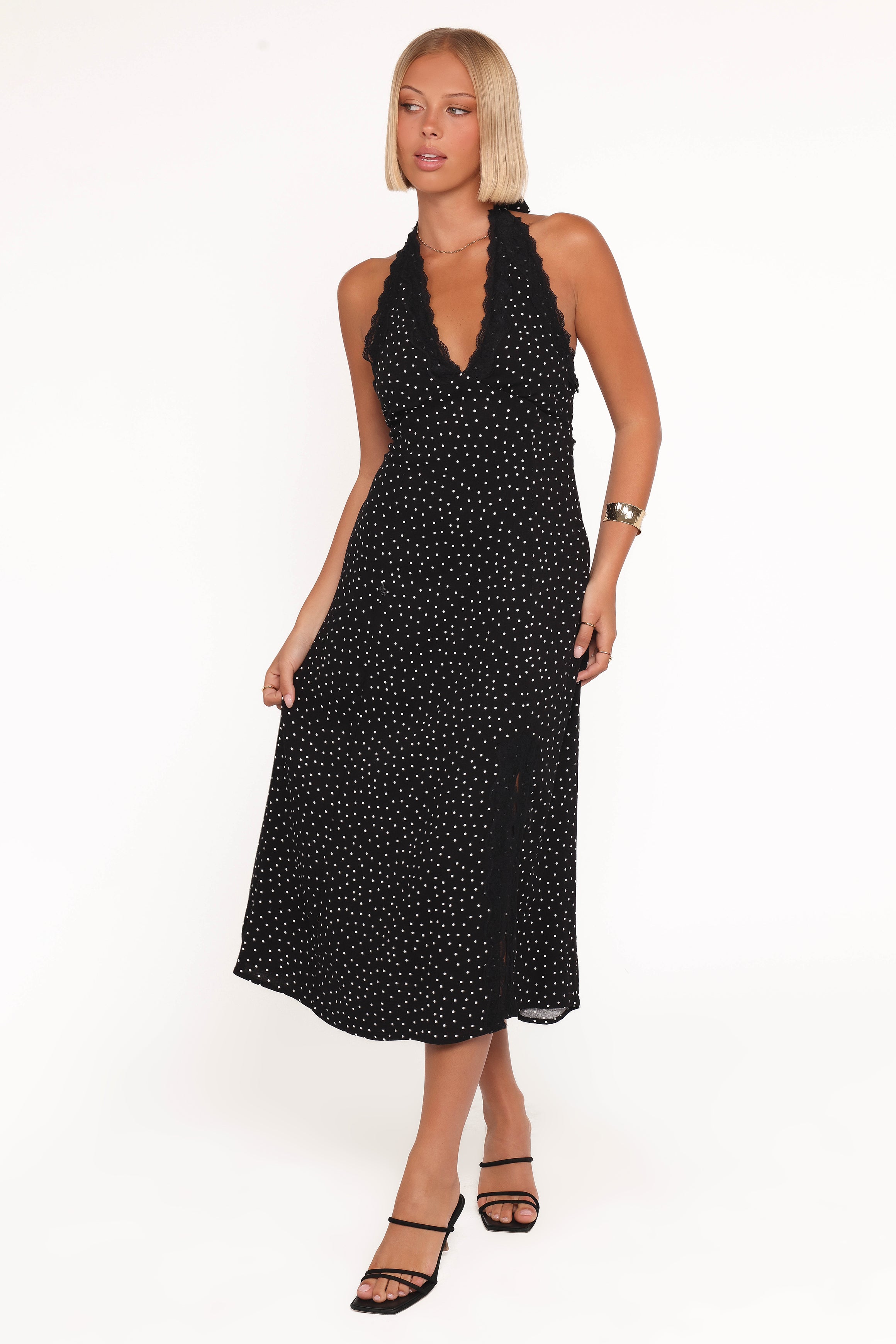 DRESSES Stasia Maxi Halter Dress - Black White