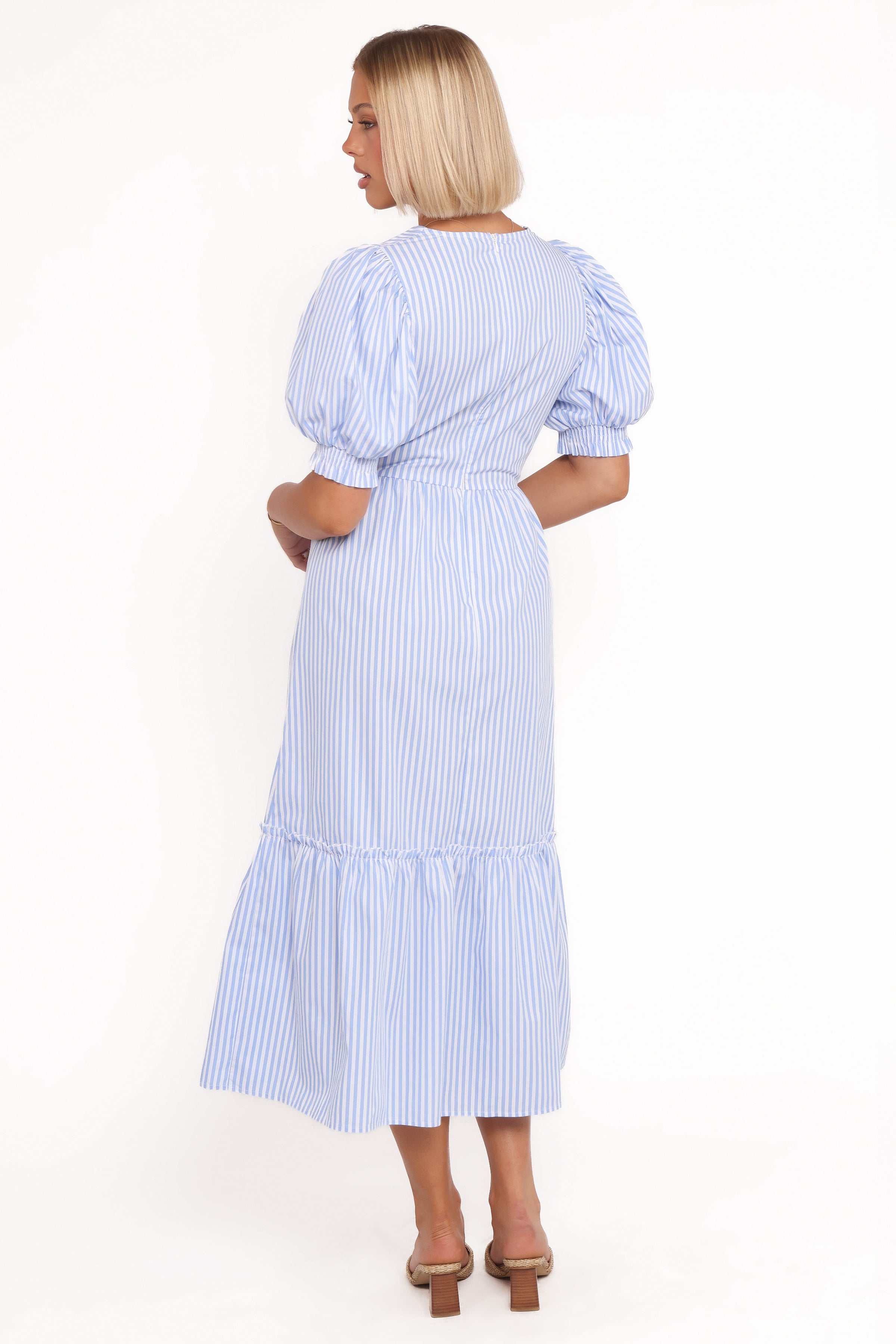 DRESSES Steele Puff Sleeve Midi Dress - Blue Stripe