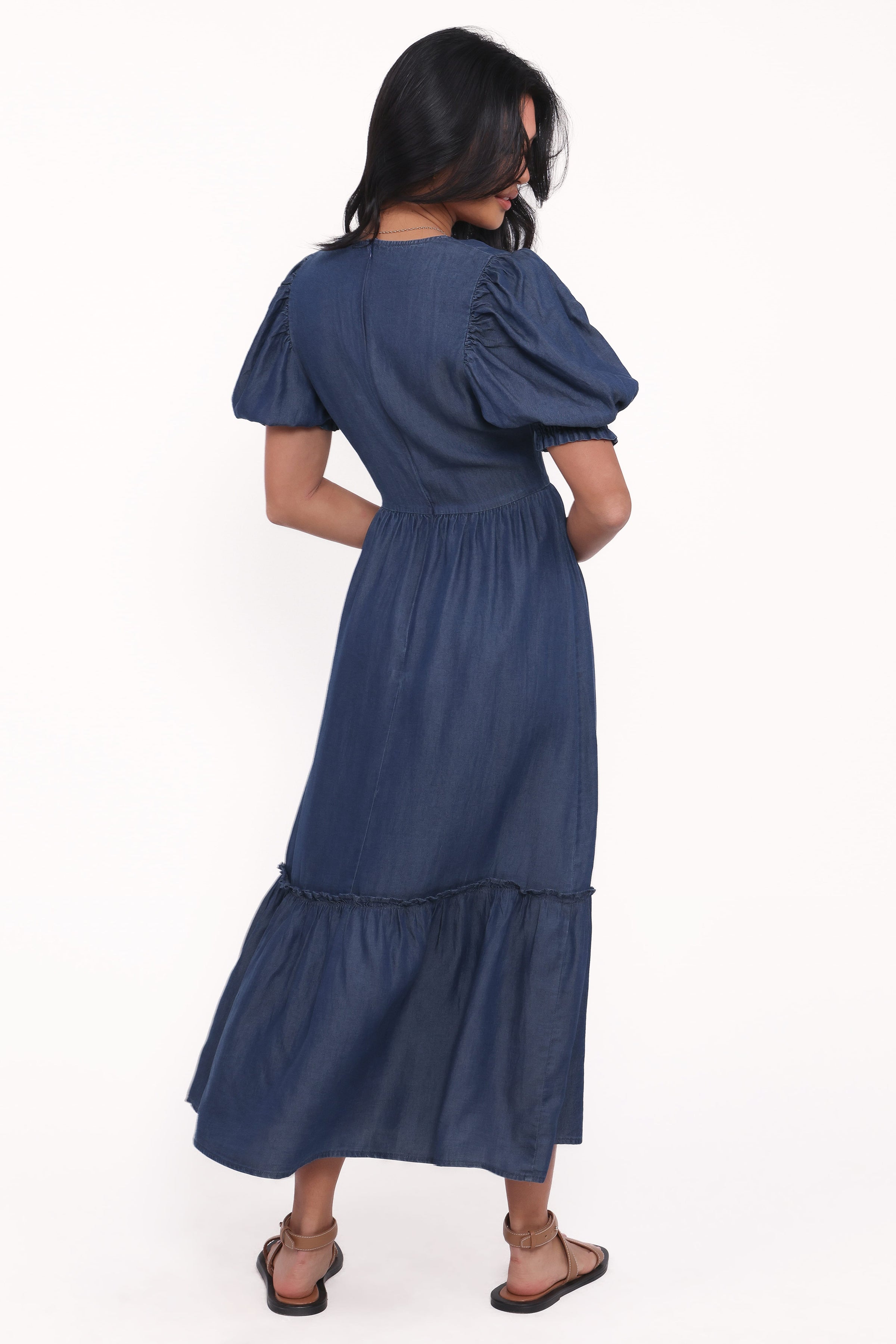 DRESSES Steele Puff Sleeve Midi Dress - Dark Denim