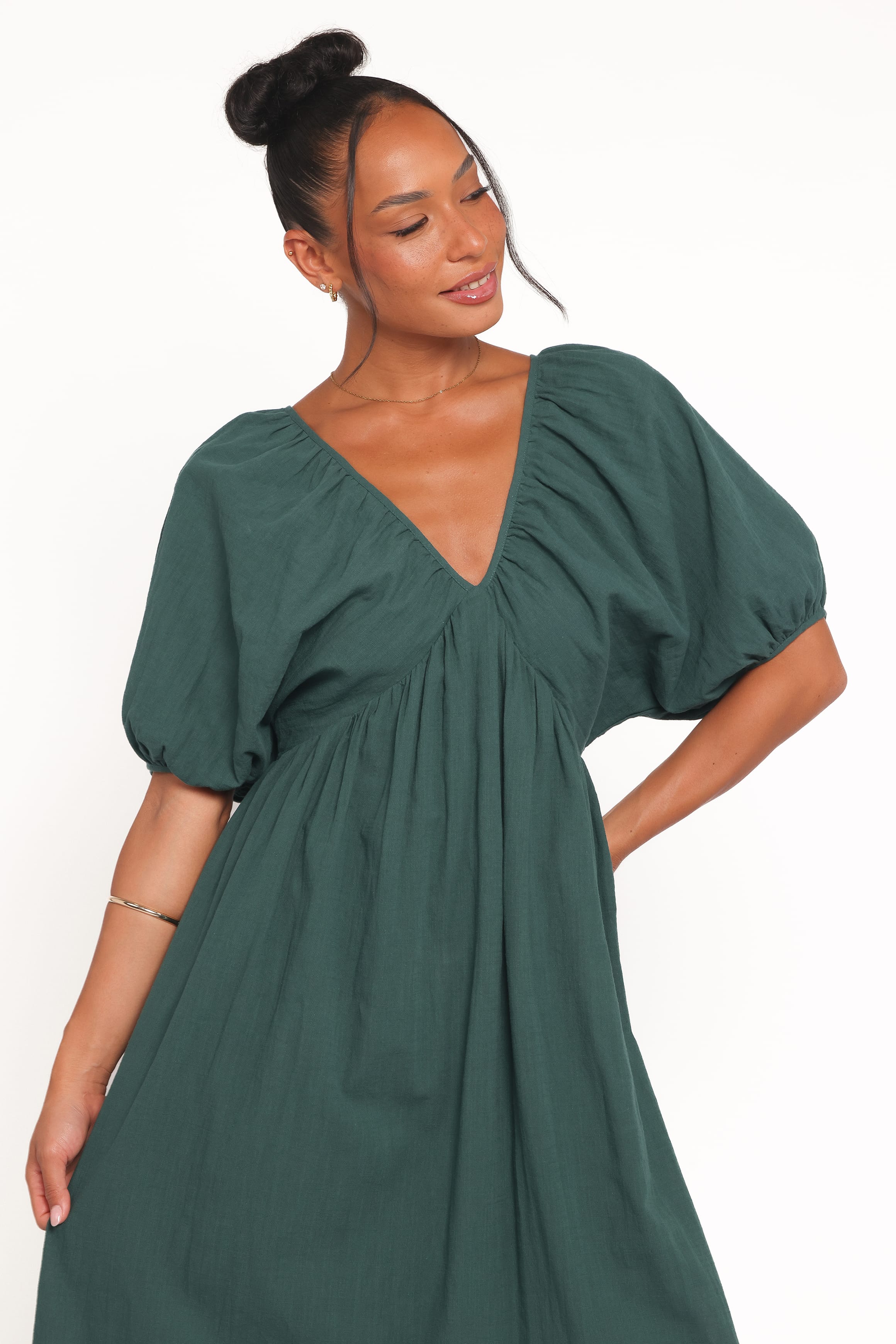 DRESSES Sullivan Puff Sleeve Maxi Dress - Forest Green