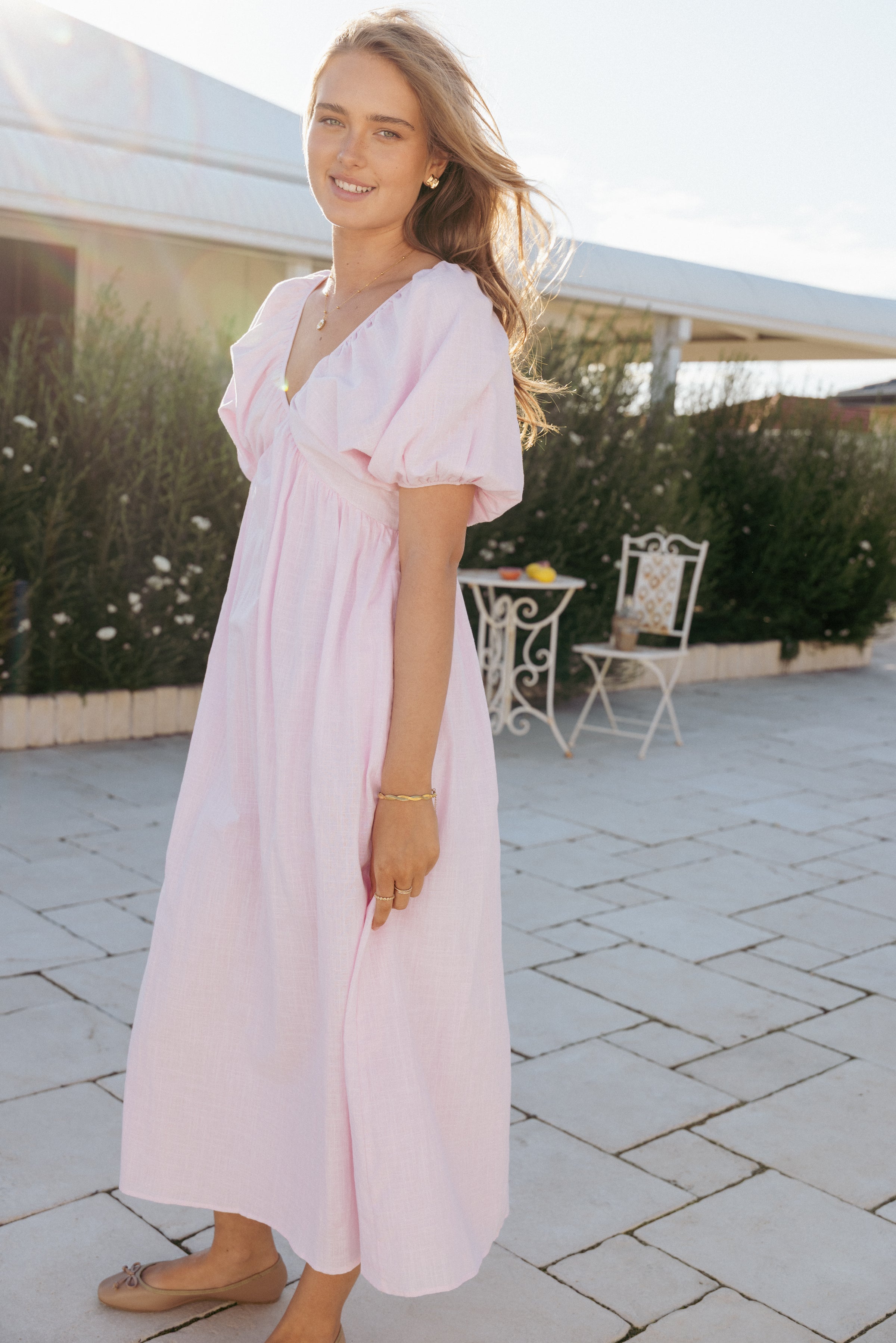 DRESSES Sullivan Puff Sleeve Maxi Dress - Pink