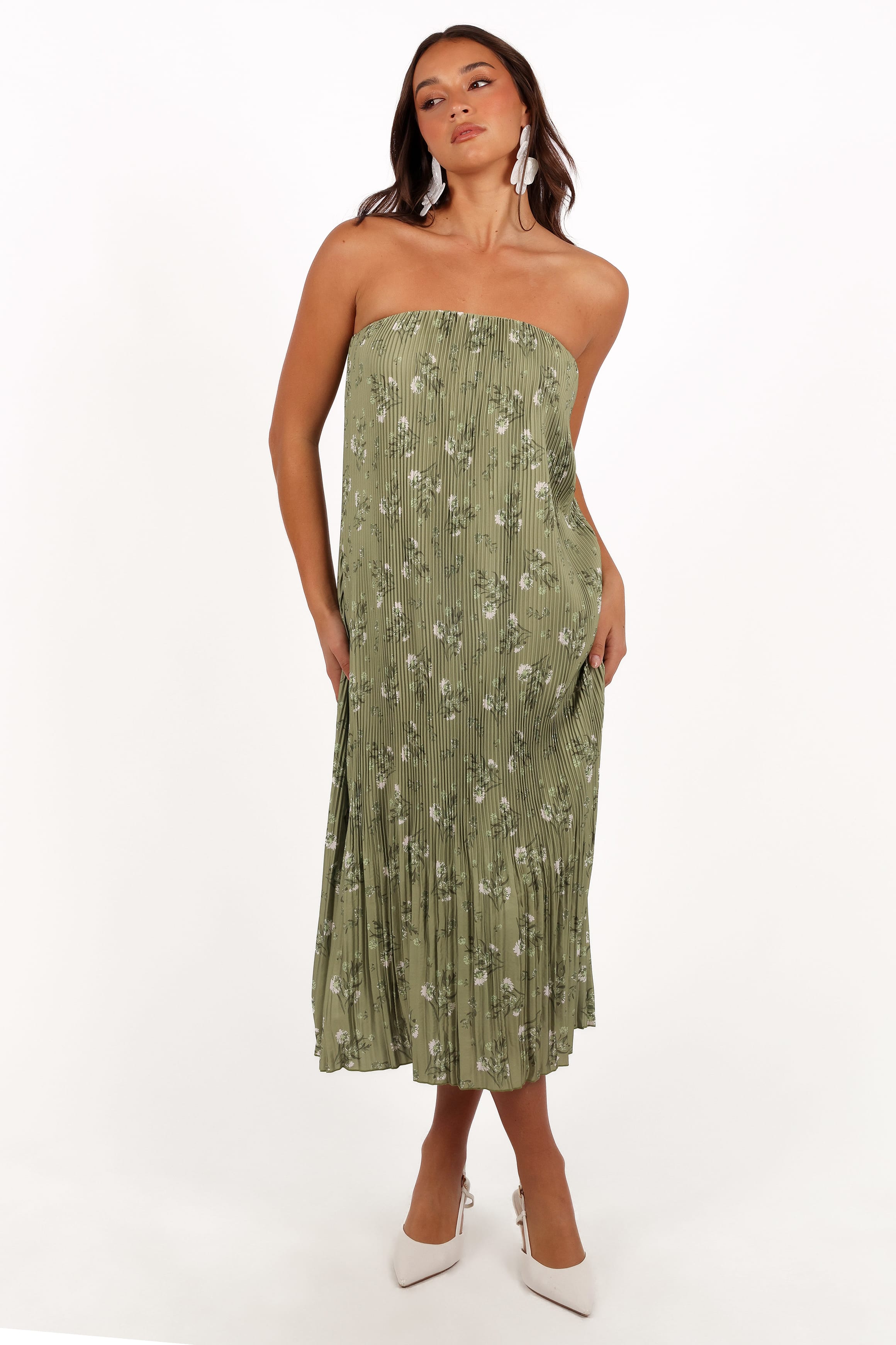 DRESSES Sylvie Strapless Midi Dress - Sage Botanica