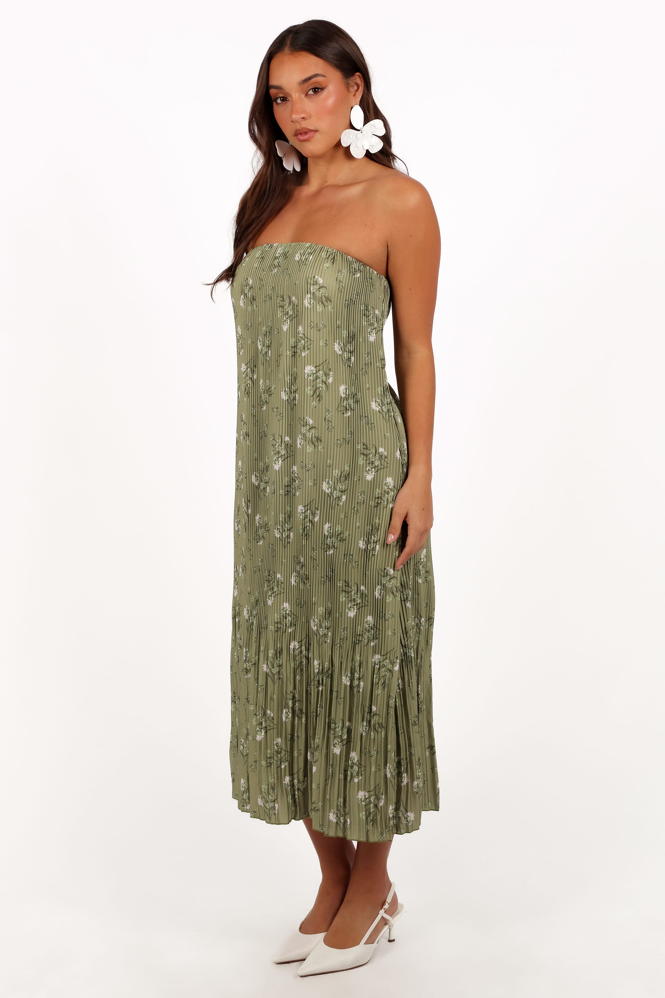DRESSES Sylvie Strapless Midi Dress - Sage Botanica