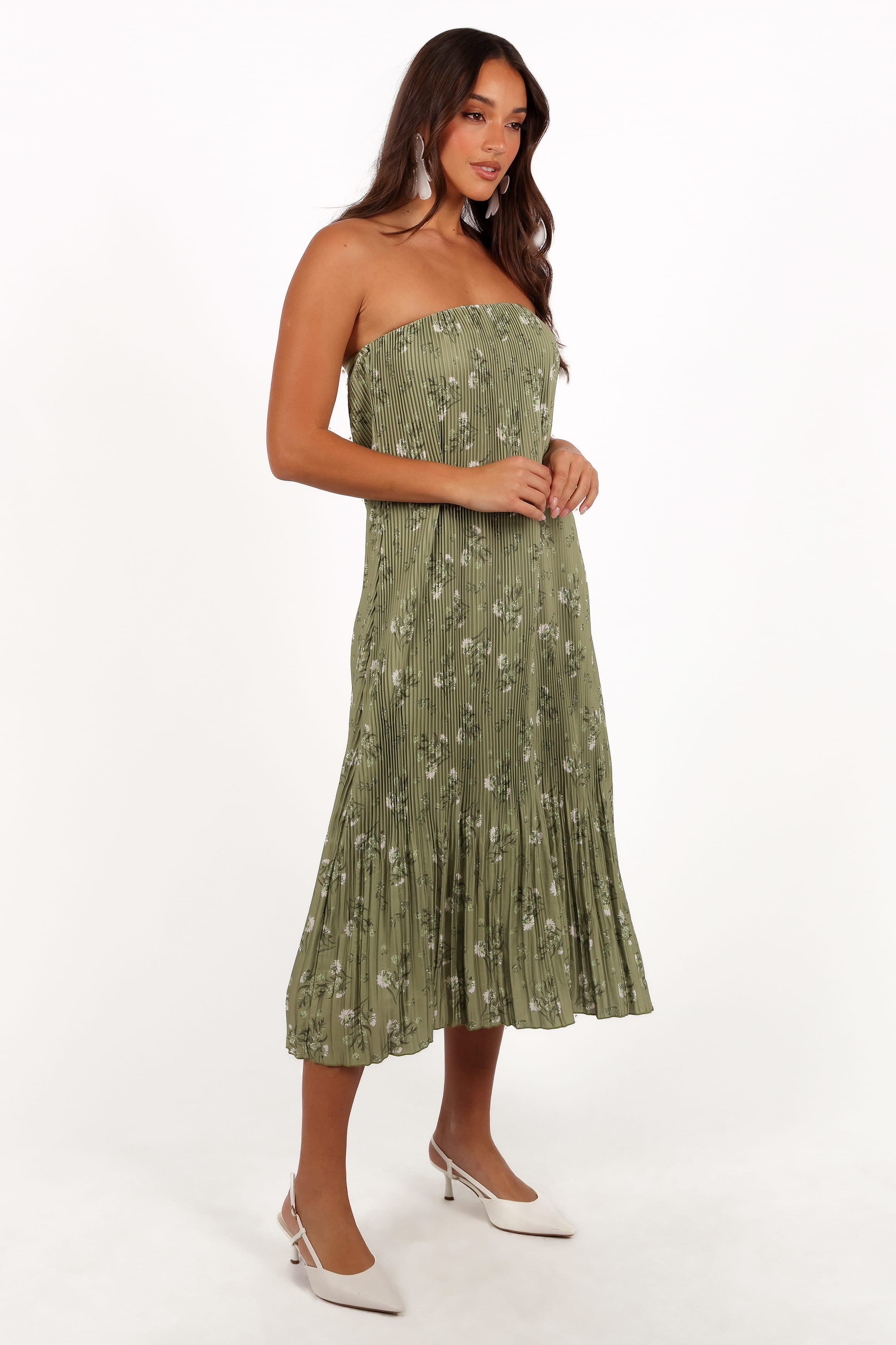 DRESSES Sylvie Strapless Midi Dress - Sage Botanica