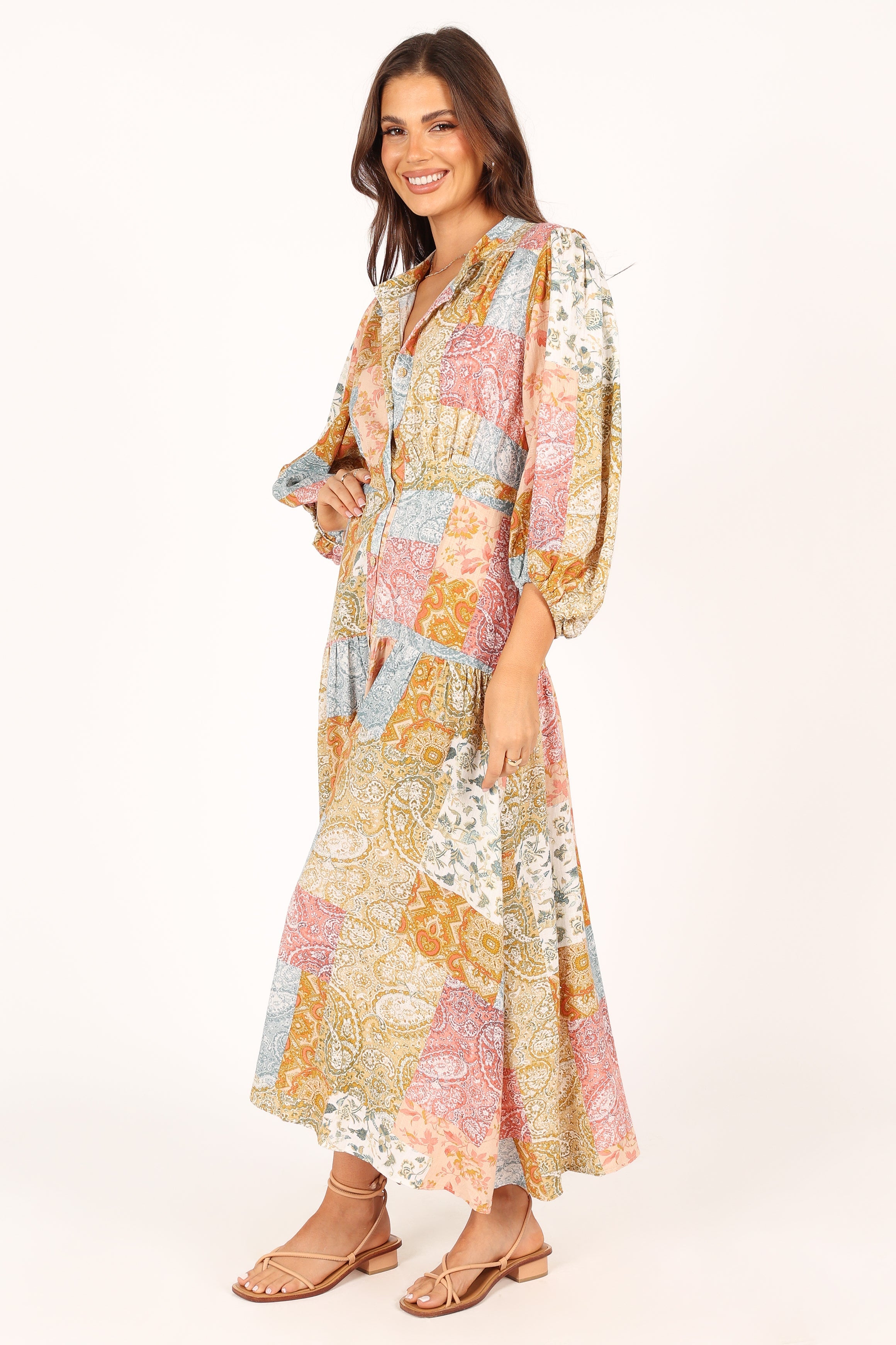 DRESSES @Syracuse Long Sleeve Midi Dress - Multi (waiting on bulk)