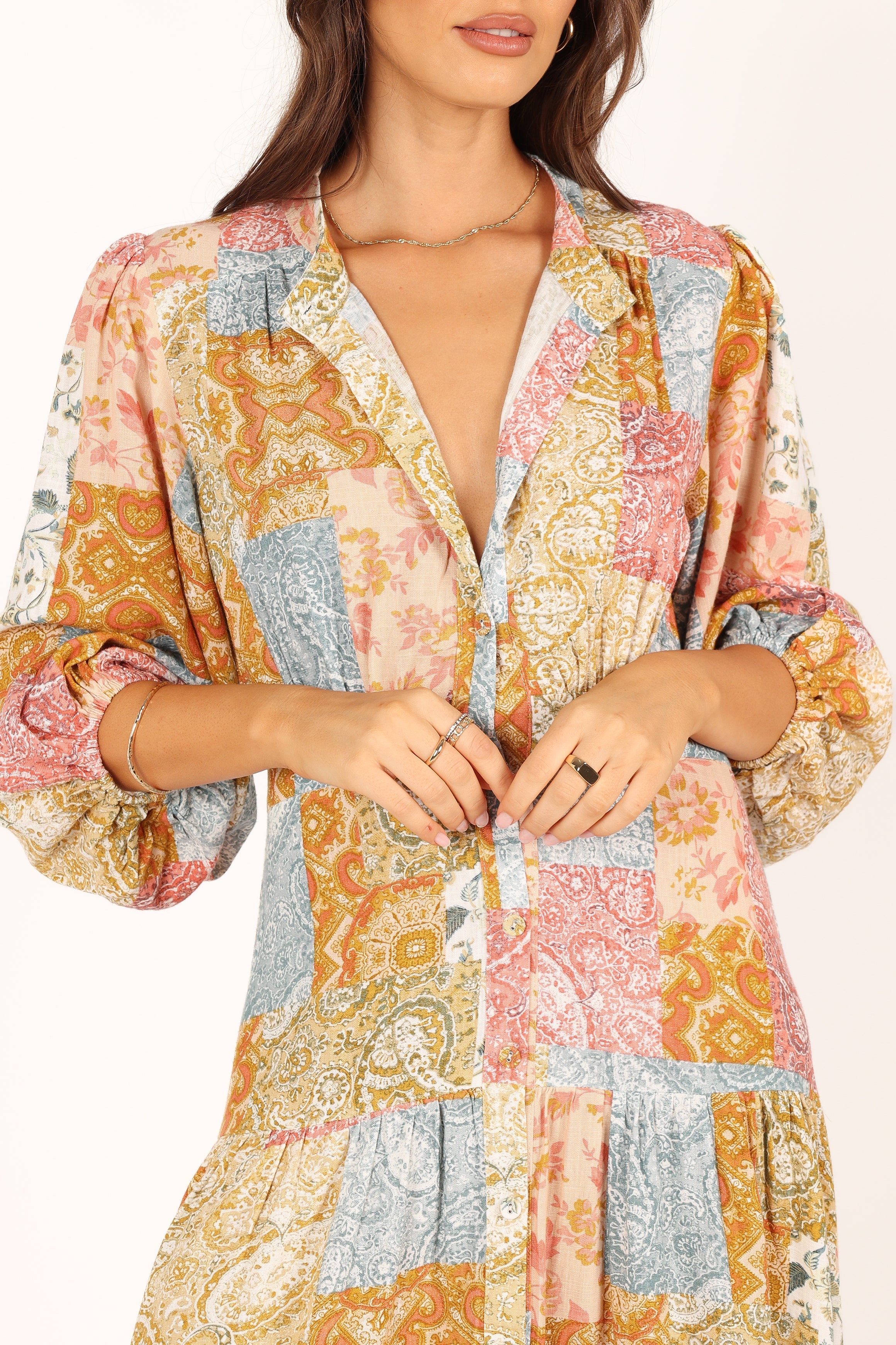 DRESSES @Syracuse Long Sleeve Midi Dress - Multi (waiting on bulk)