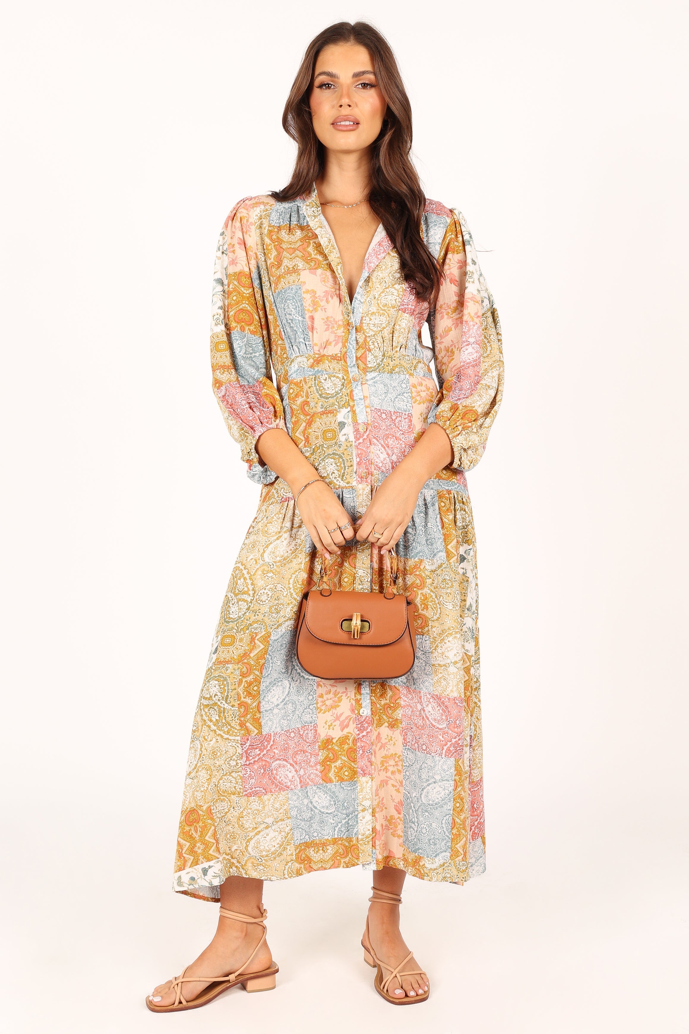 DRESSES @Syracuse Long Sleeve Midi Dress - Multi (waiting on bulk)
