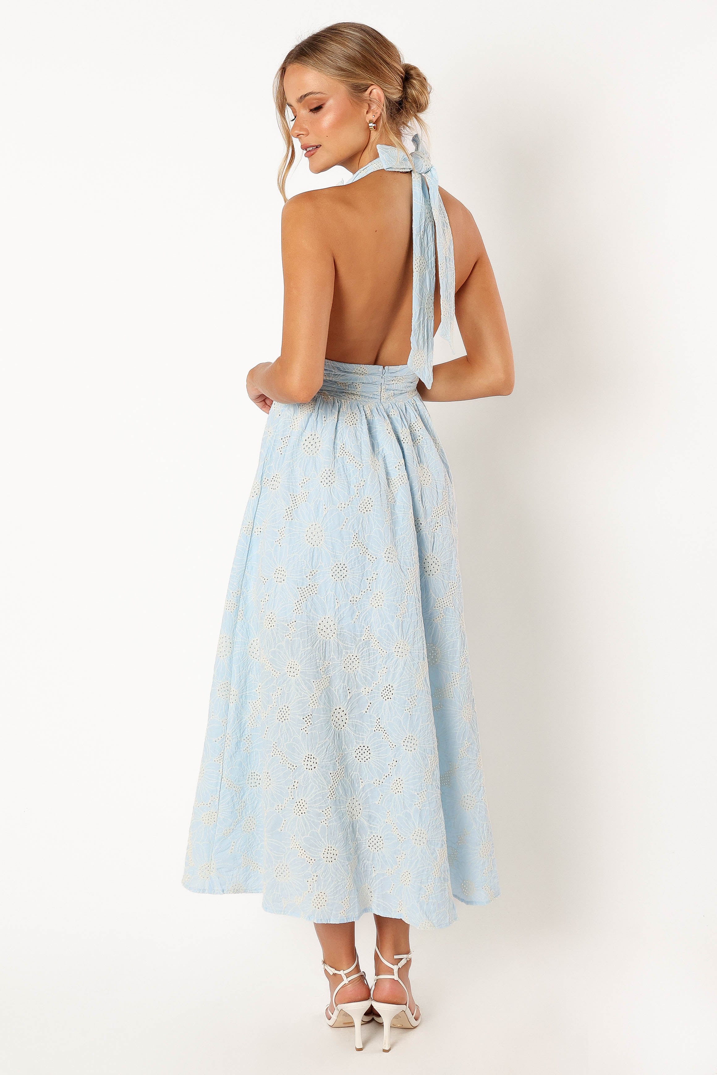 DRESSES @Taila Halterneck Midi Dress - Blue Floral