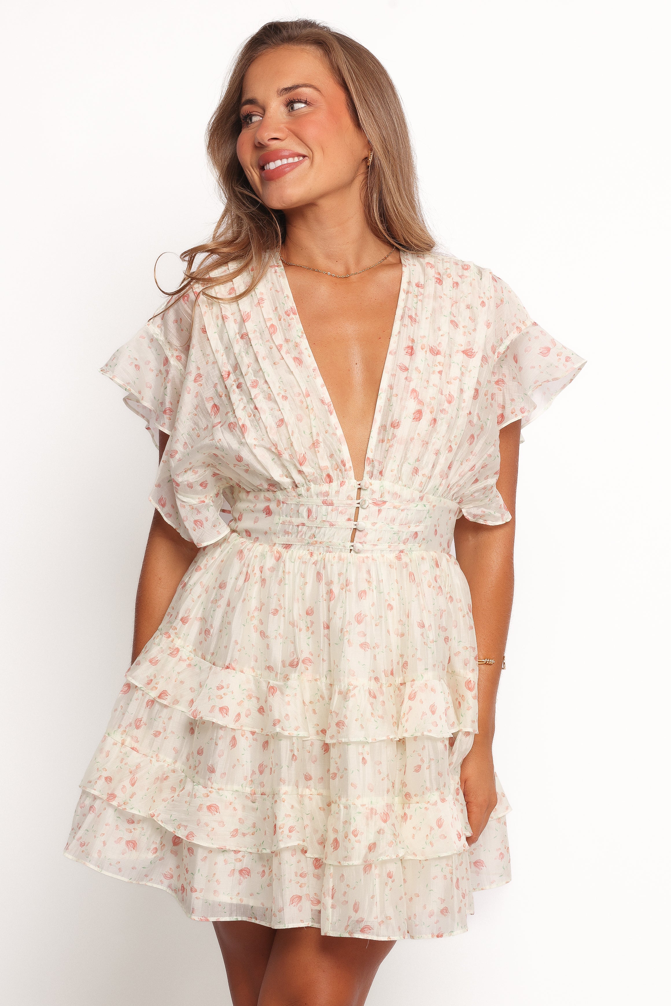 DRESSES Tamsin Mini Dress - Cream Coral Floral