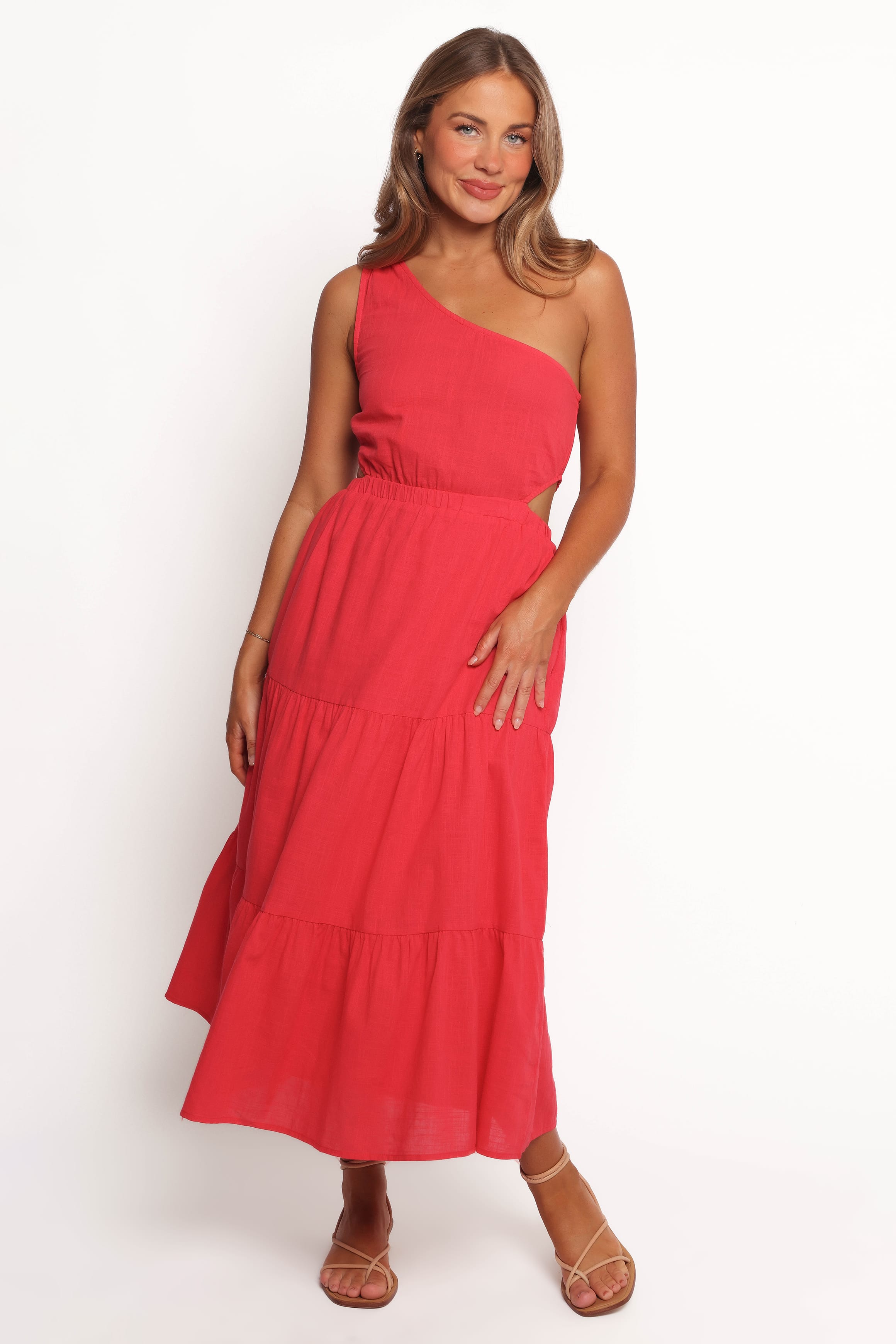 DRESSES Teresa One Shoulder Midi Dress - Red