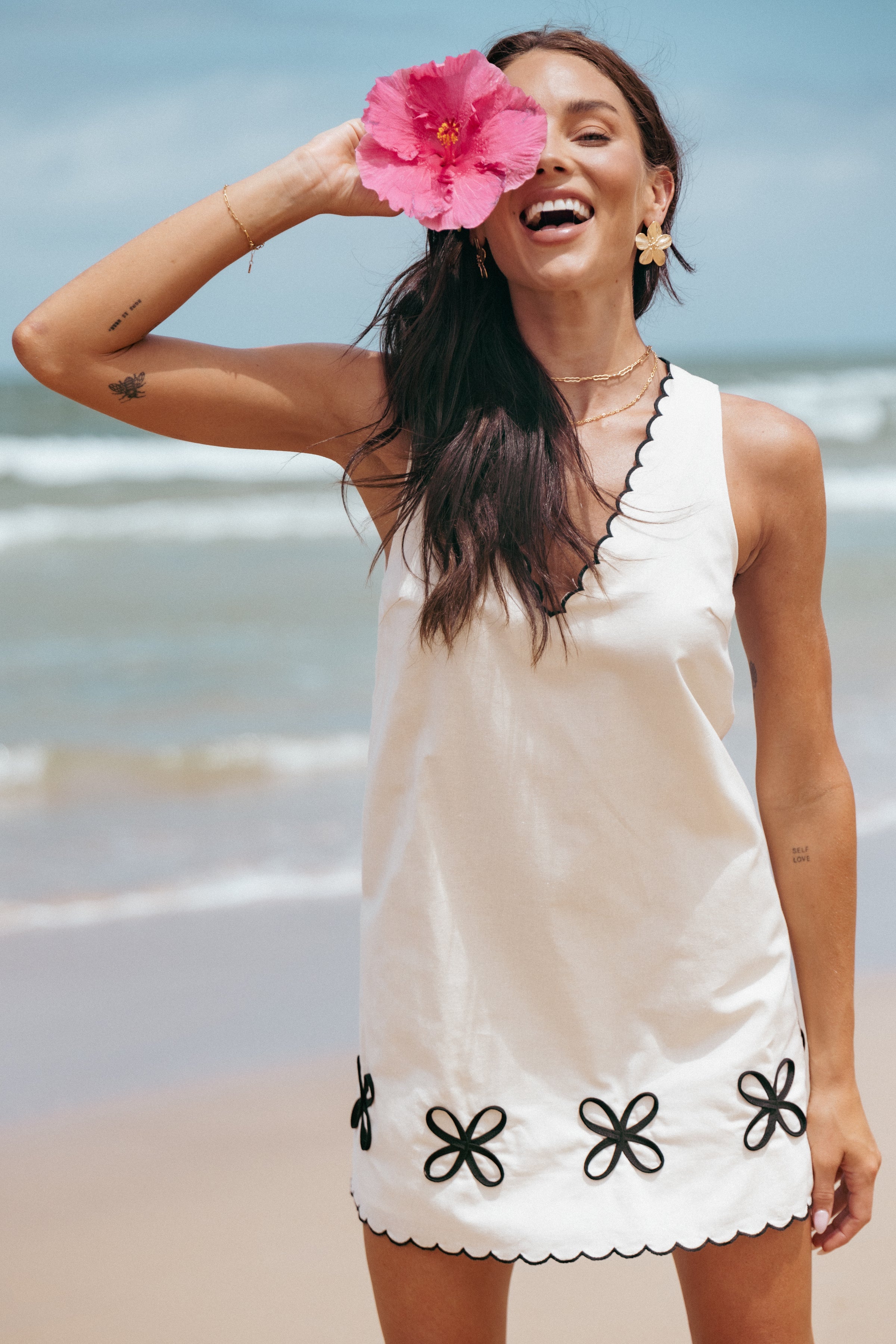 DRESSES Thalia Mini Dress - Cream/Black