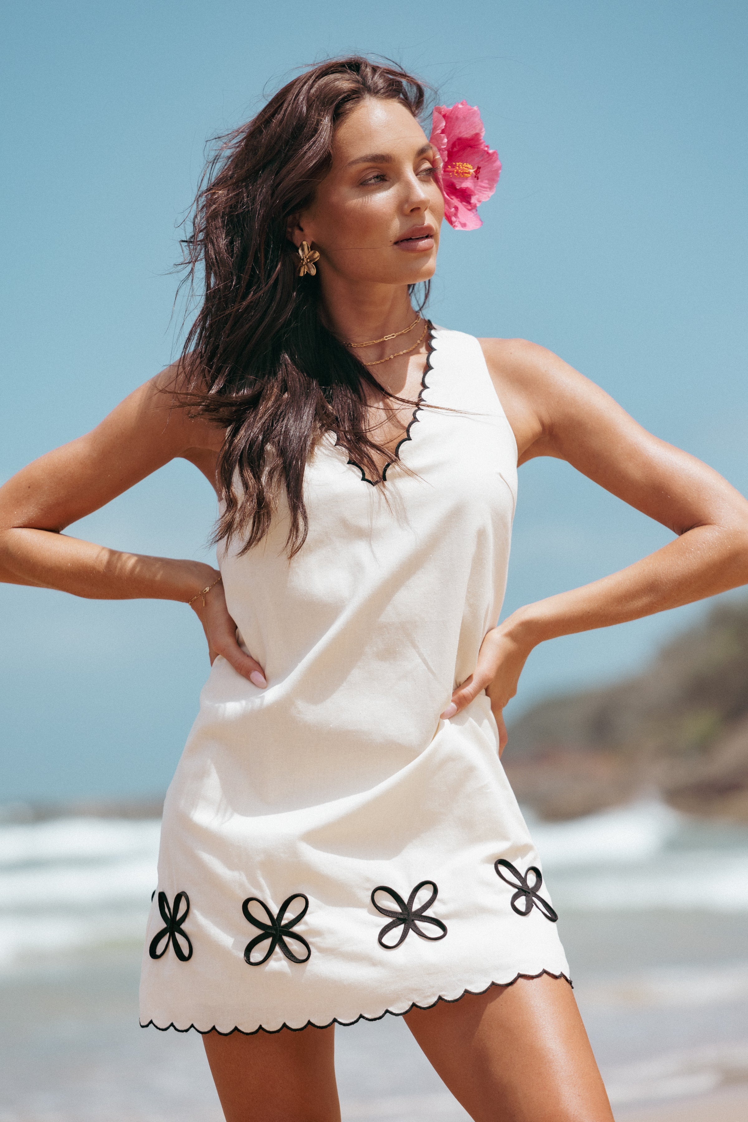 DRESSES Thalia Mini Dress - Cream/Black