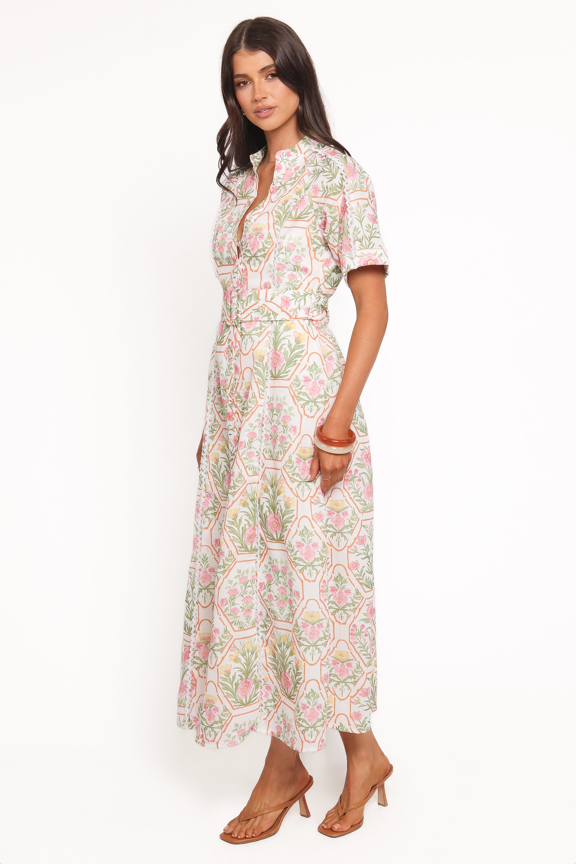 DRESSES Thalira Short Sleeve Maxi Dress - Pink Floral