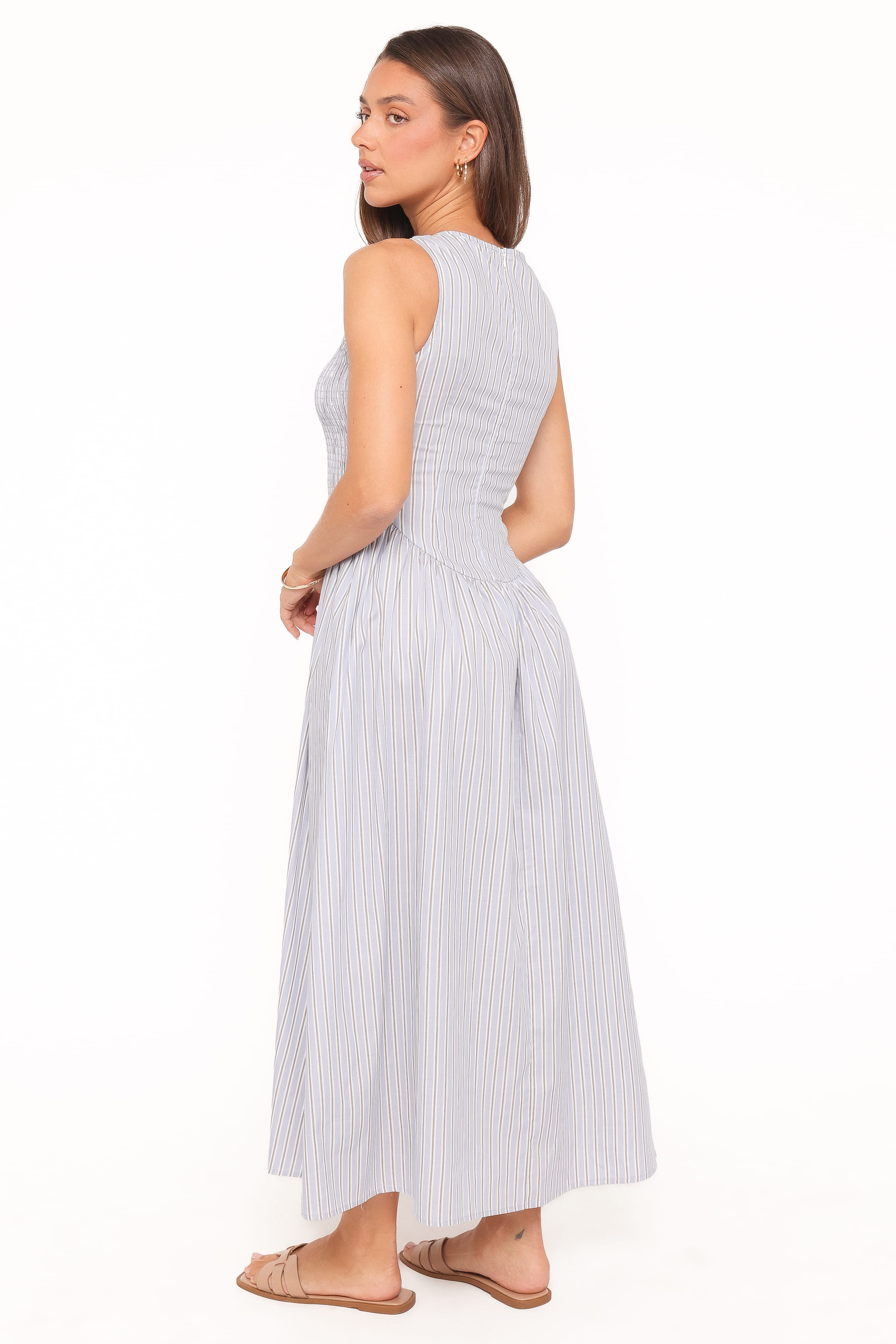 DRESSES Tony Maxi Dress - Brown/Blue Stripe