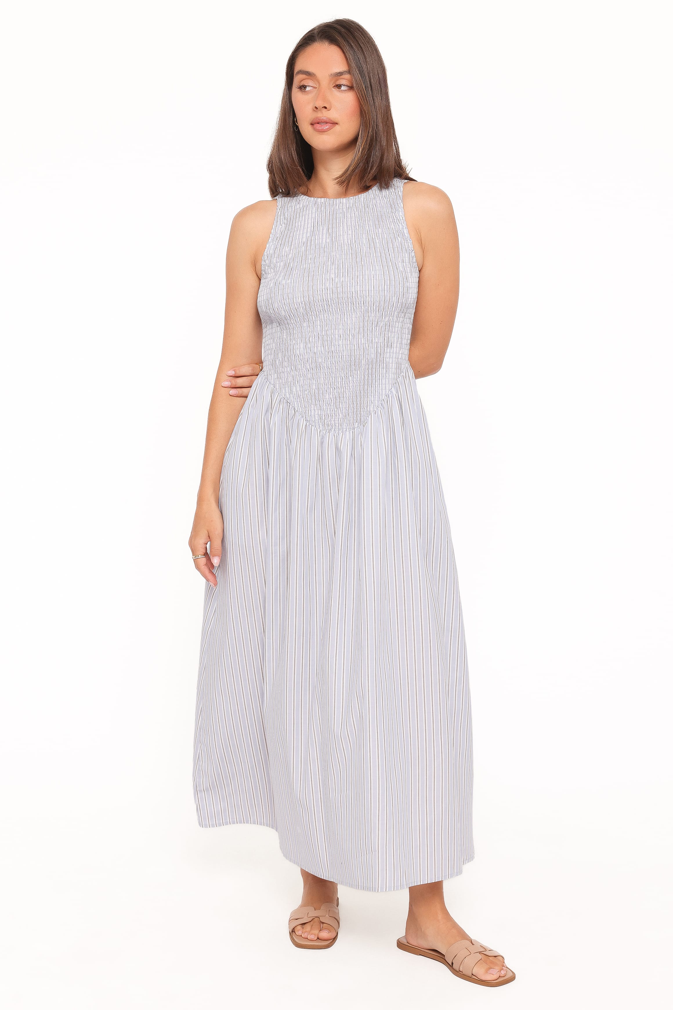 DRESSES Tony Maxi Dress - Brown/Blue Stripe