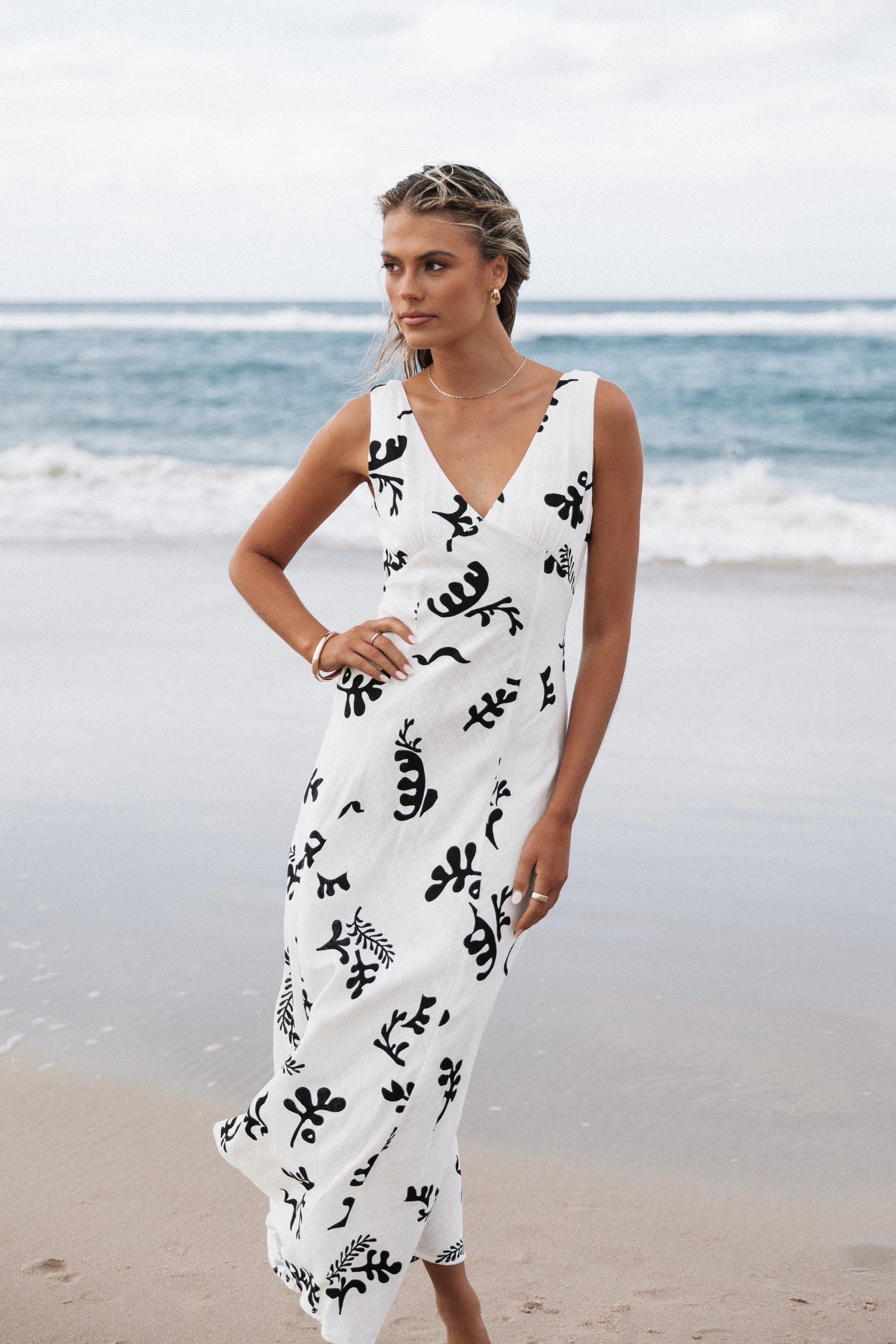 DRESSES Tulsi Midi Dress - Off White Print