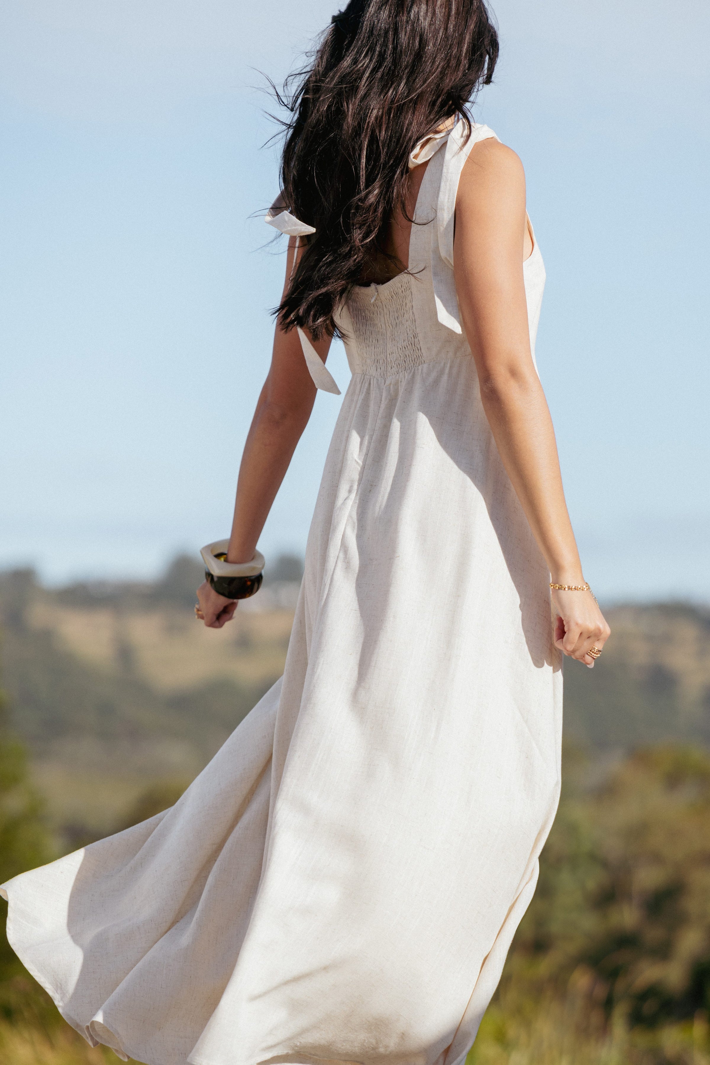 DRESSES Valara Tie Shoulder Maxi Dress - Oatmeal