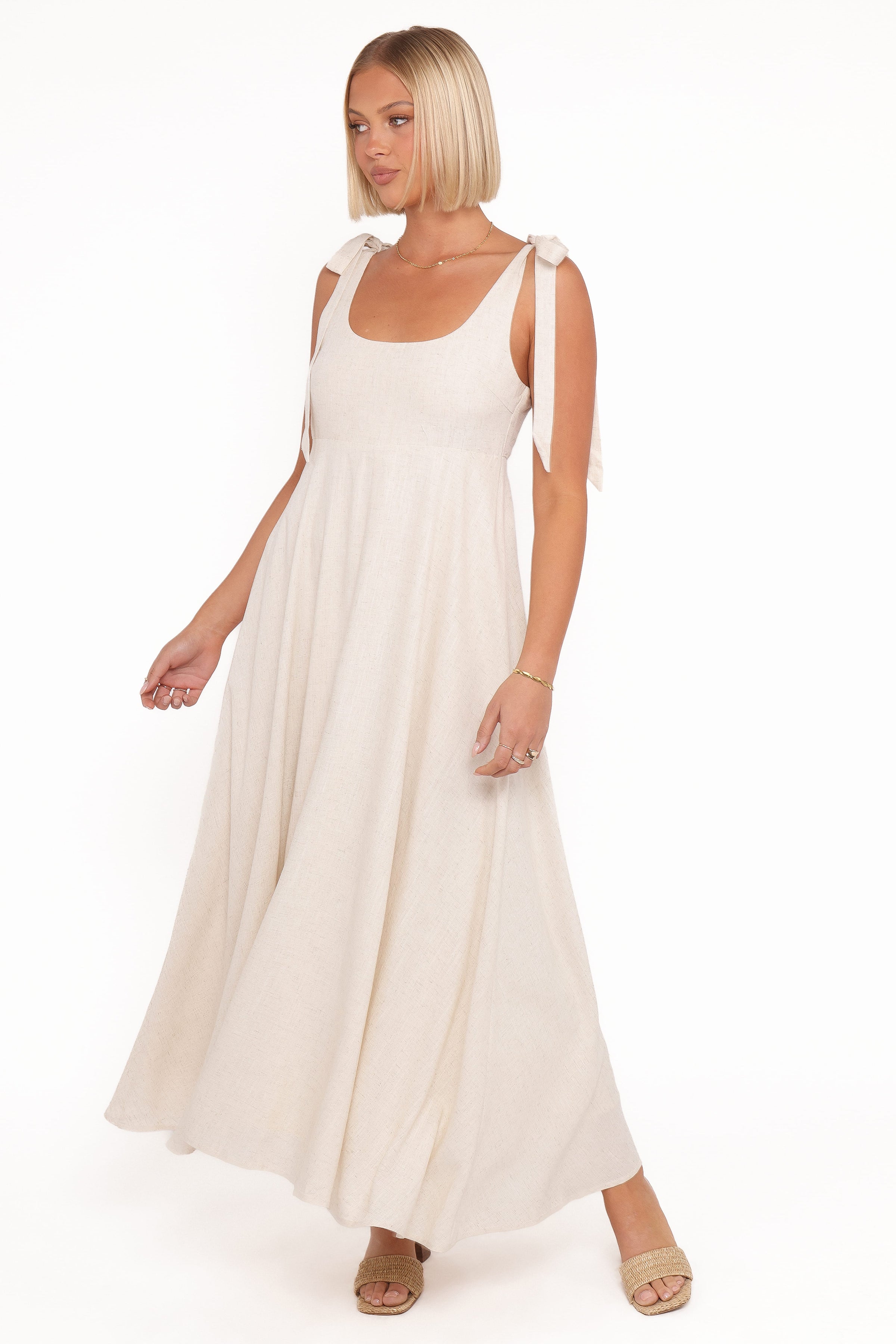 DRESSES Valara Tie Shoulder Maxi Dress - Oatmeal