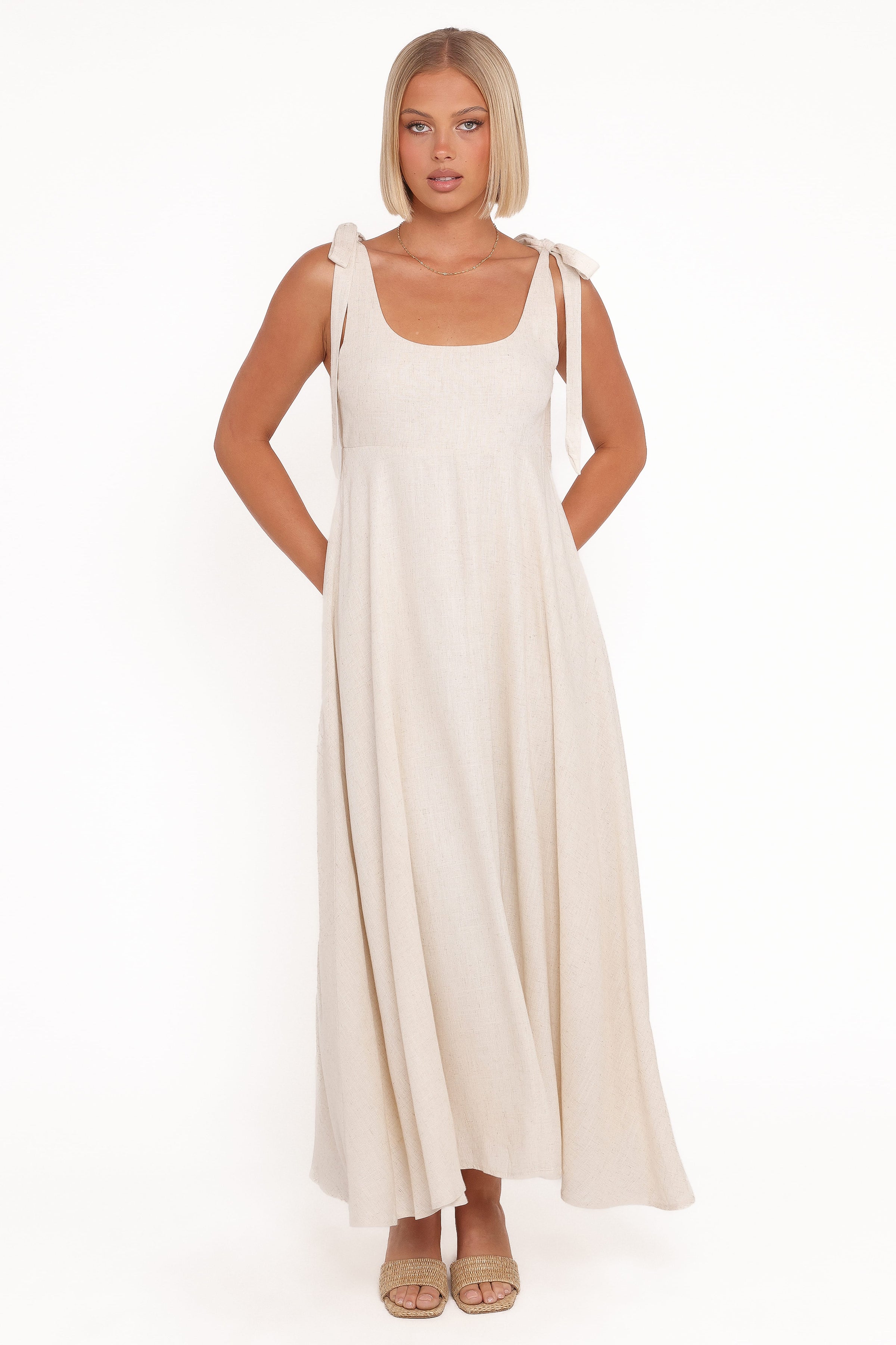 DRESSES Valara Tie Shoulder Maxi Dress - Oatmeal