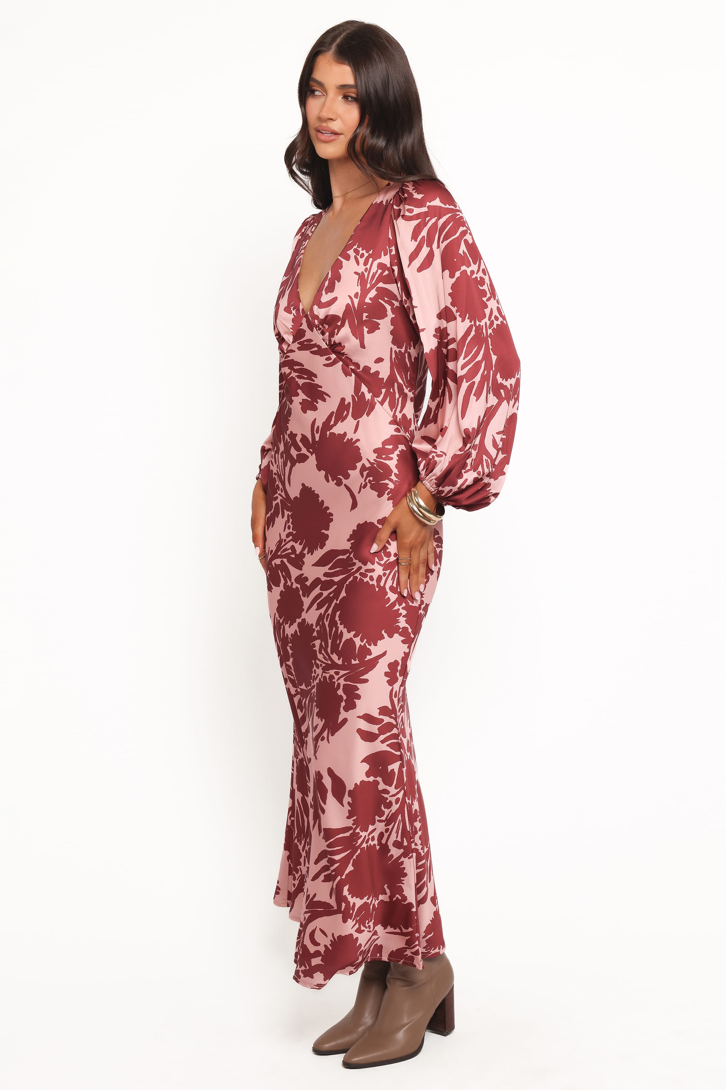 DRESSES Varly Long Sleeve Dress - Pale Burgundy