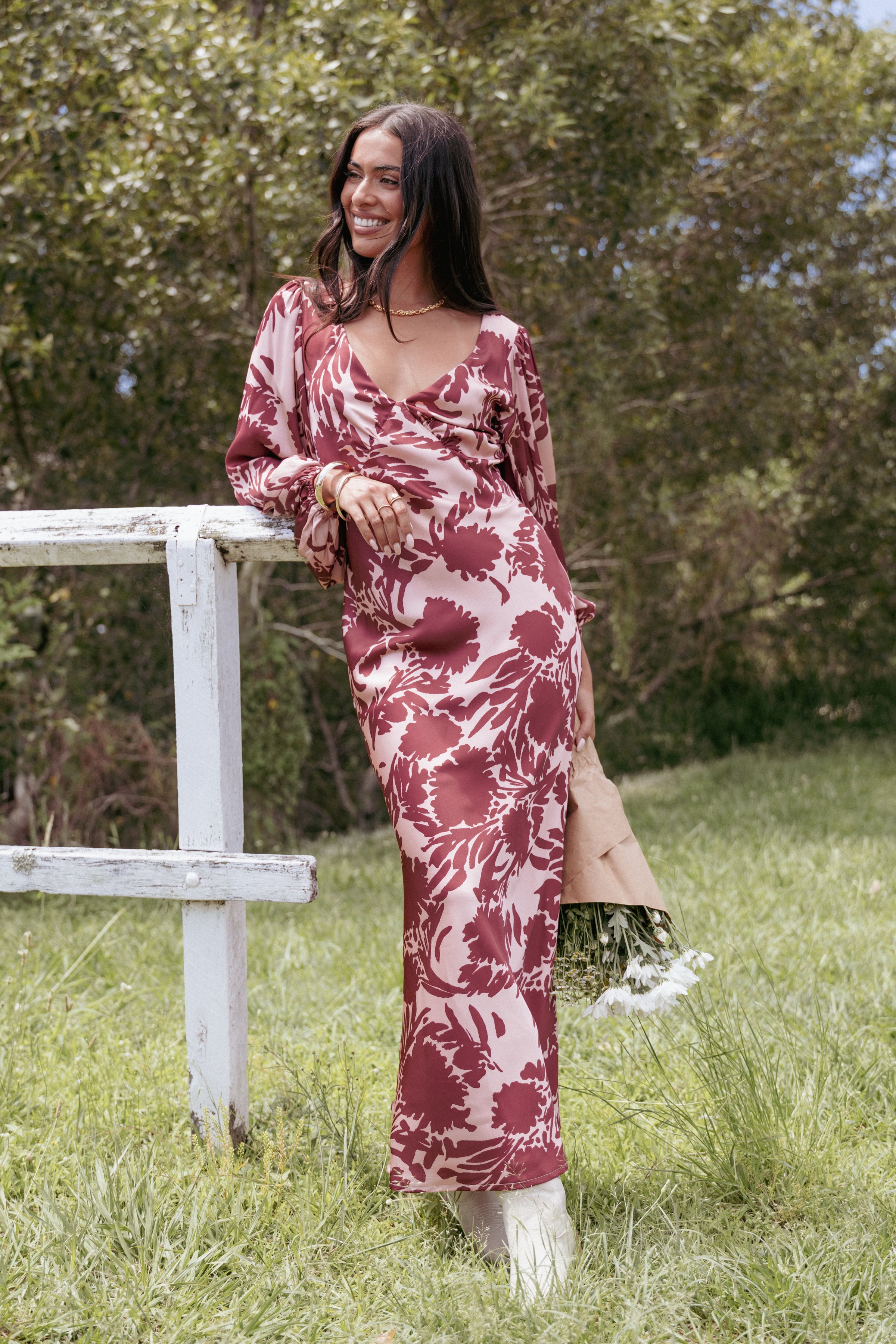 DRESSES Varly Long Sleeve Dress - Pale Burgundy