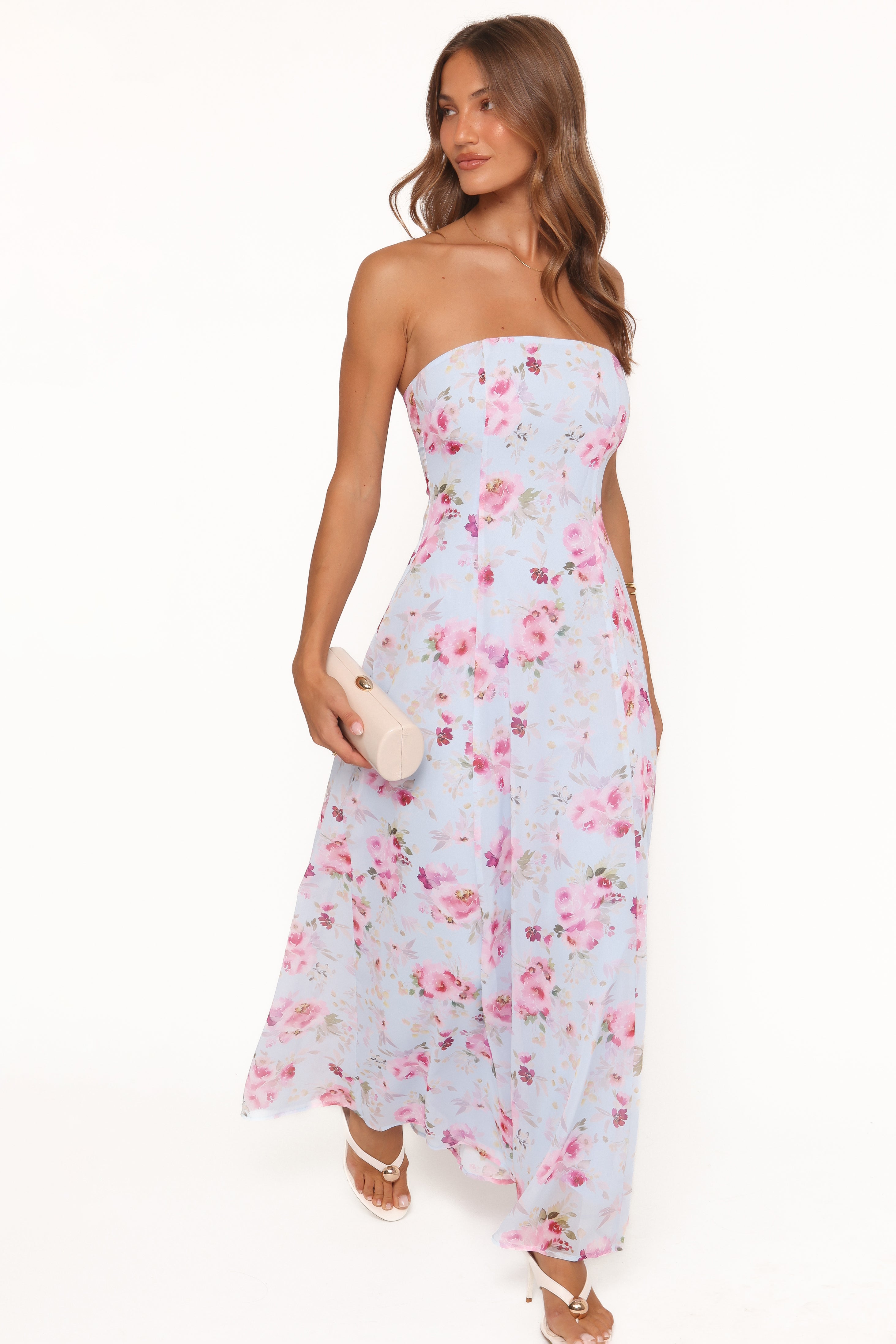 DRESSES Vegas Strapless Maxi Dress - Blue Floral
