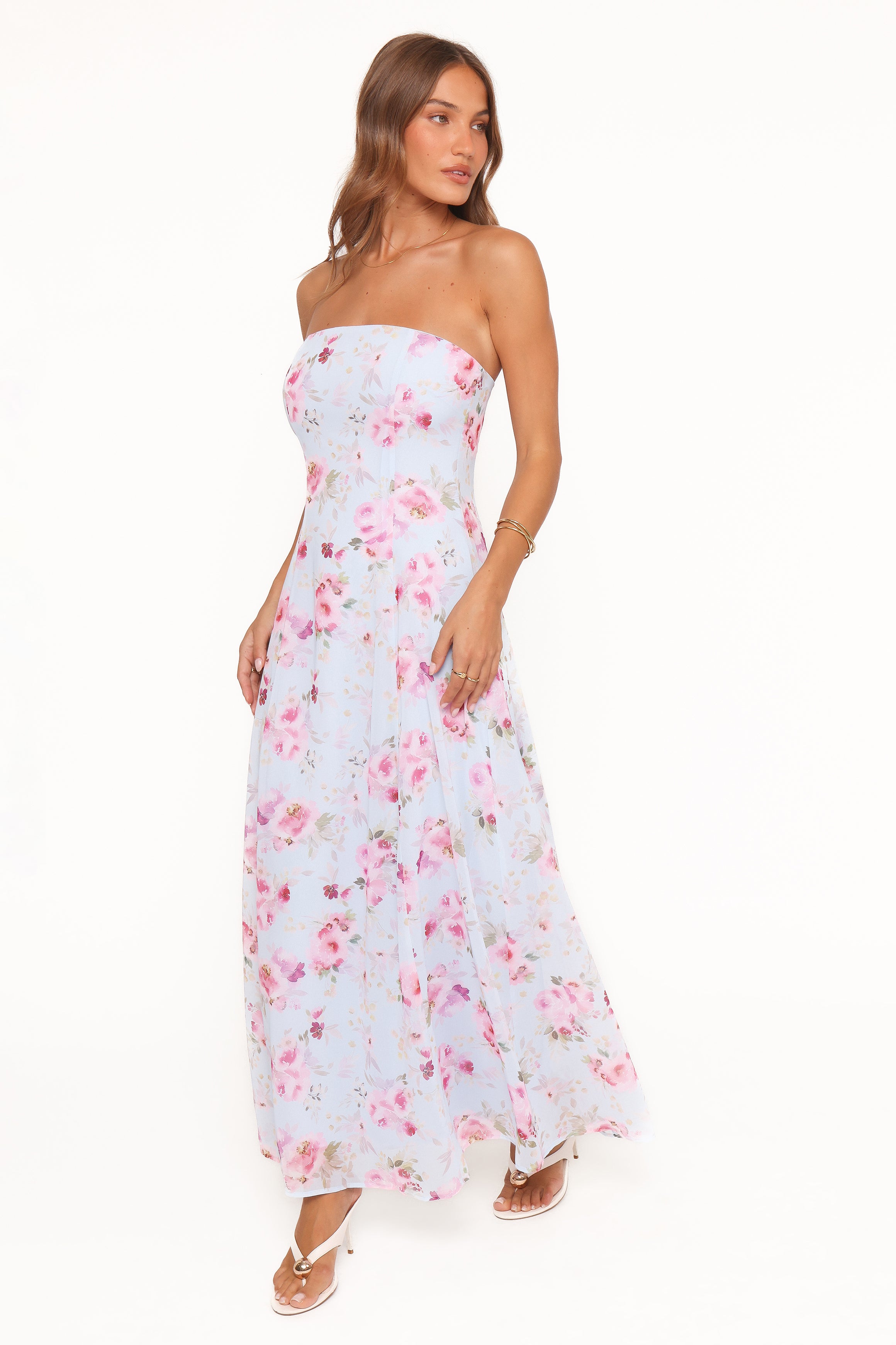DRESSES Vegas Strapless Maxi Dress - Blue Floral