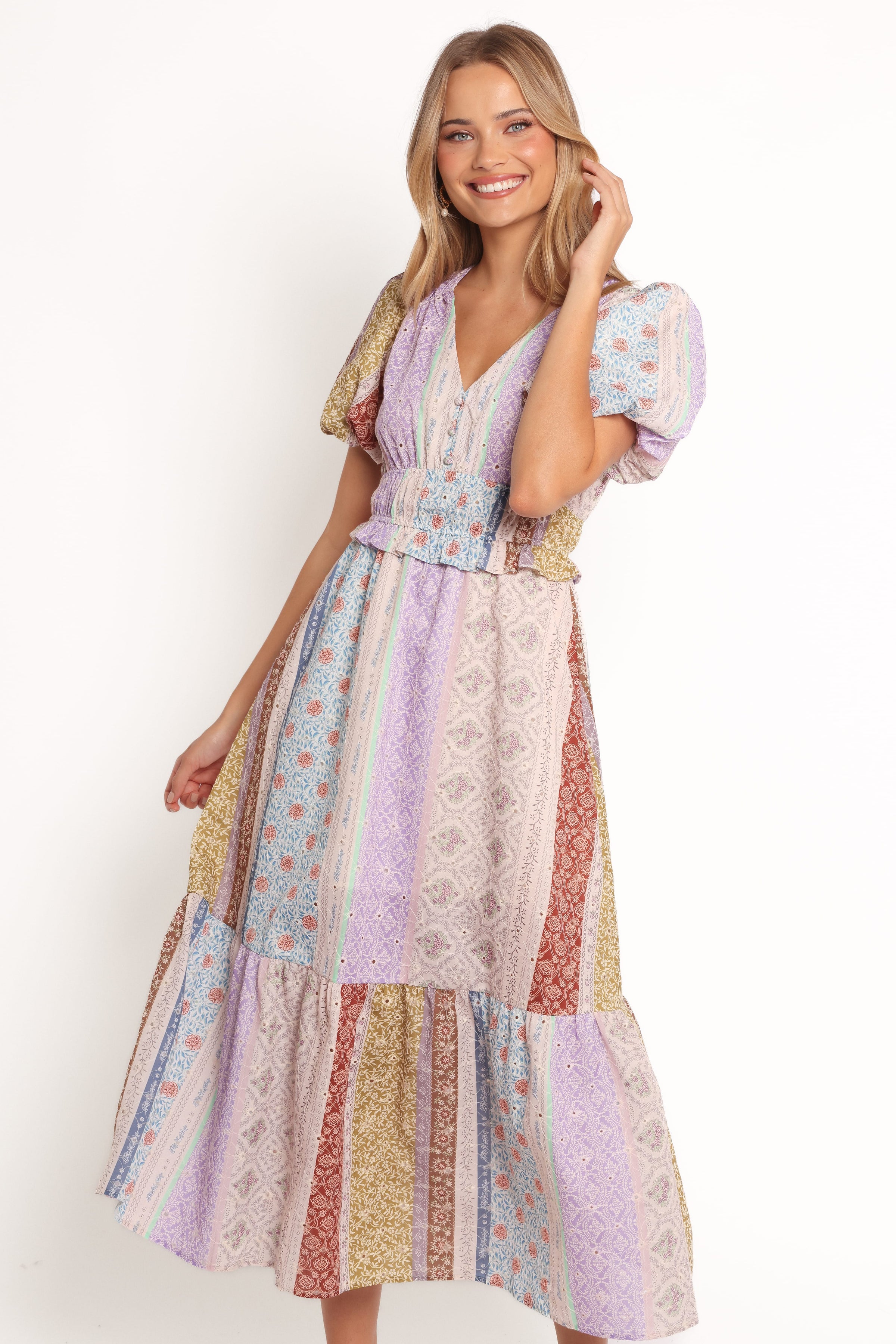 DRESSES Verona Patchwork Midi Dress - Botanic Multi