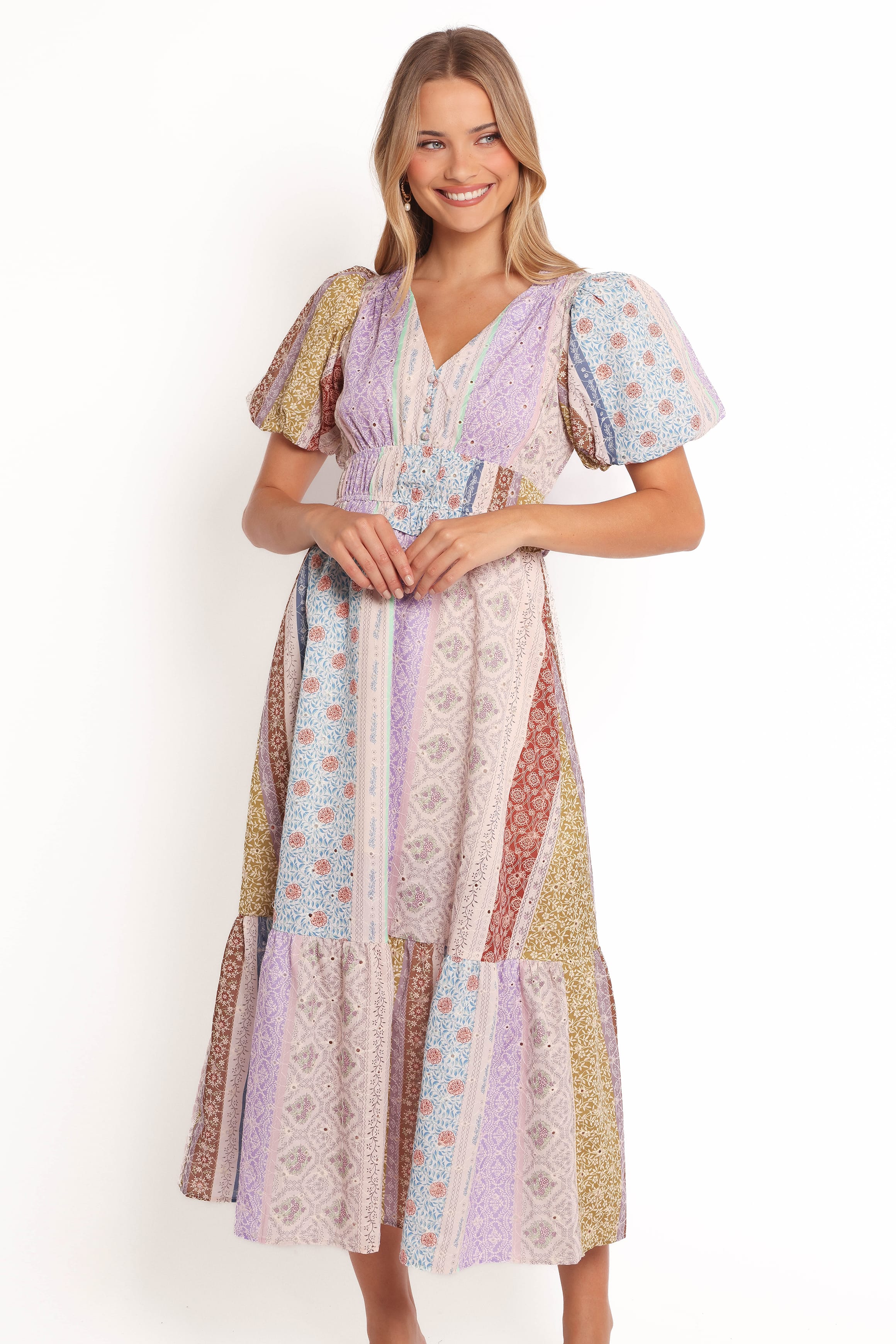 DRESSES Verona Patchwork Midi Dress - Botanic Multi