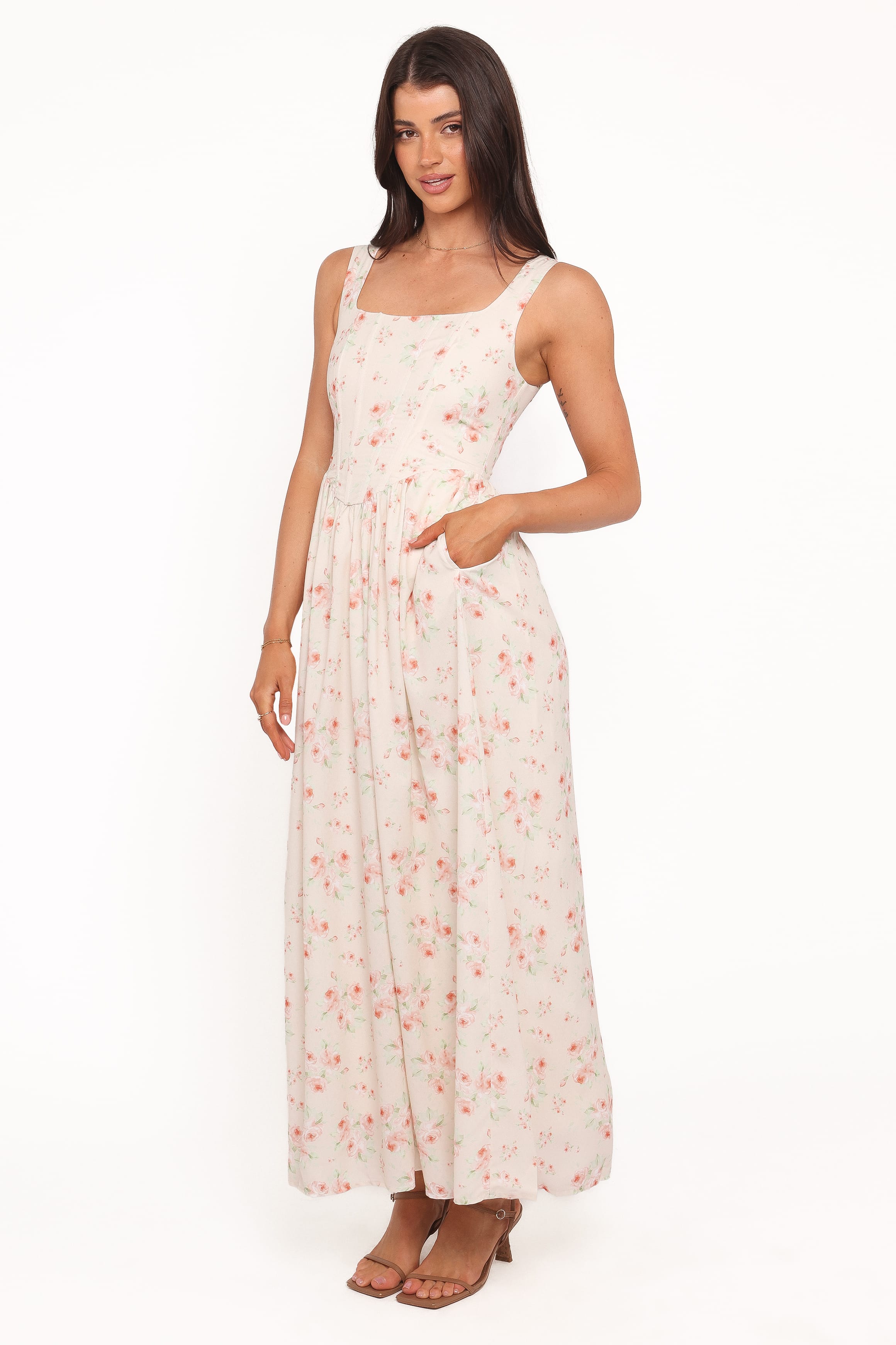 DRESSES Vespa Midi Dress - Peach Floral