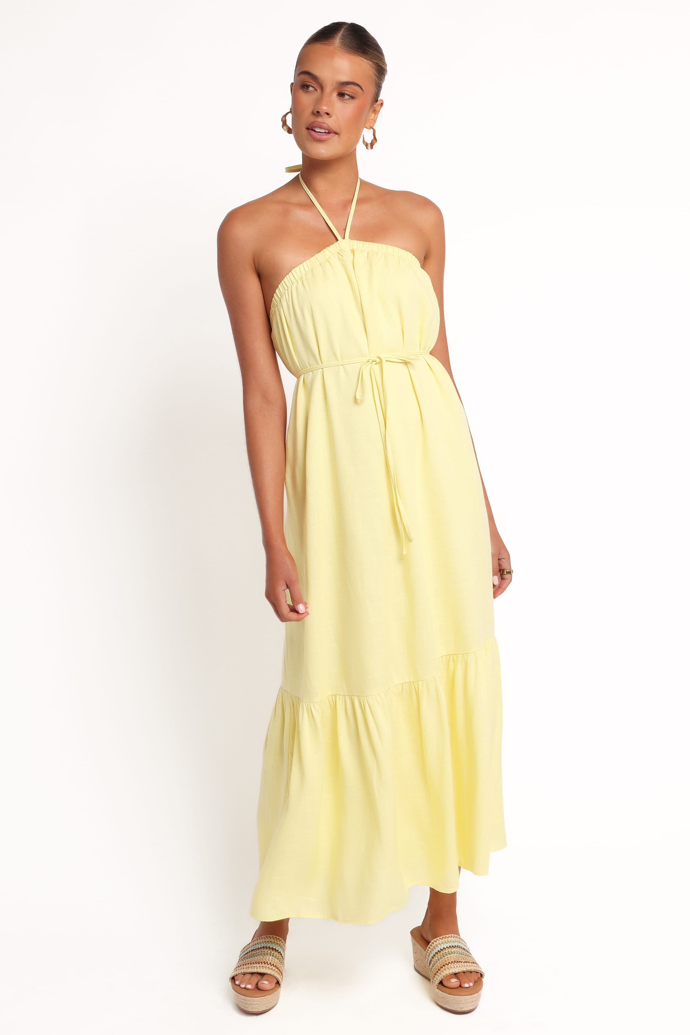 DRESSES View Halterneck Maxi Dress - Lemon