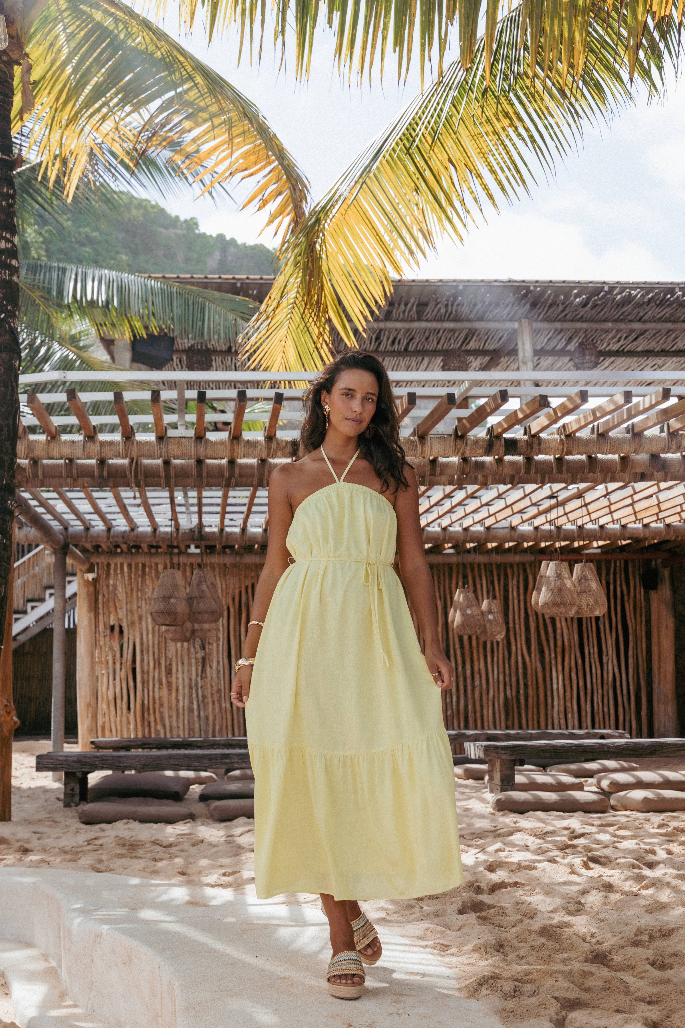 DRESSES View Halterneck Maxi Dress - Lemon