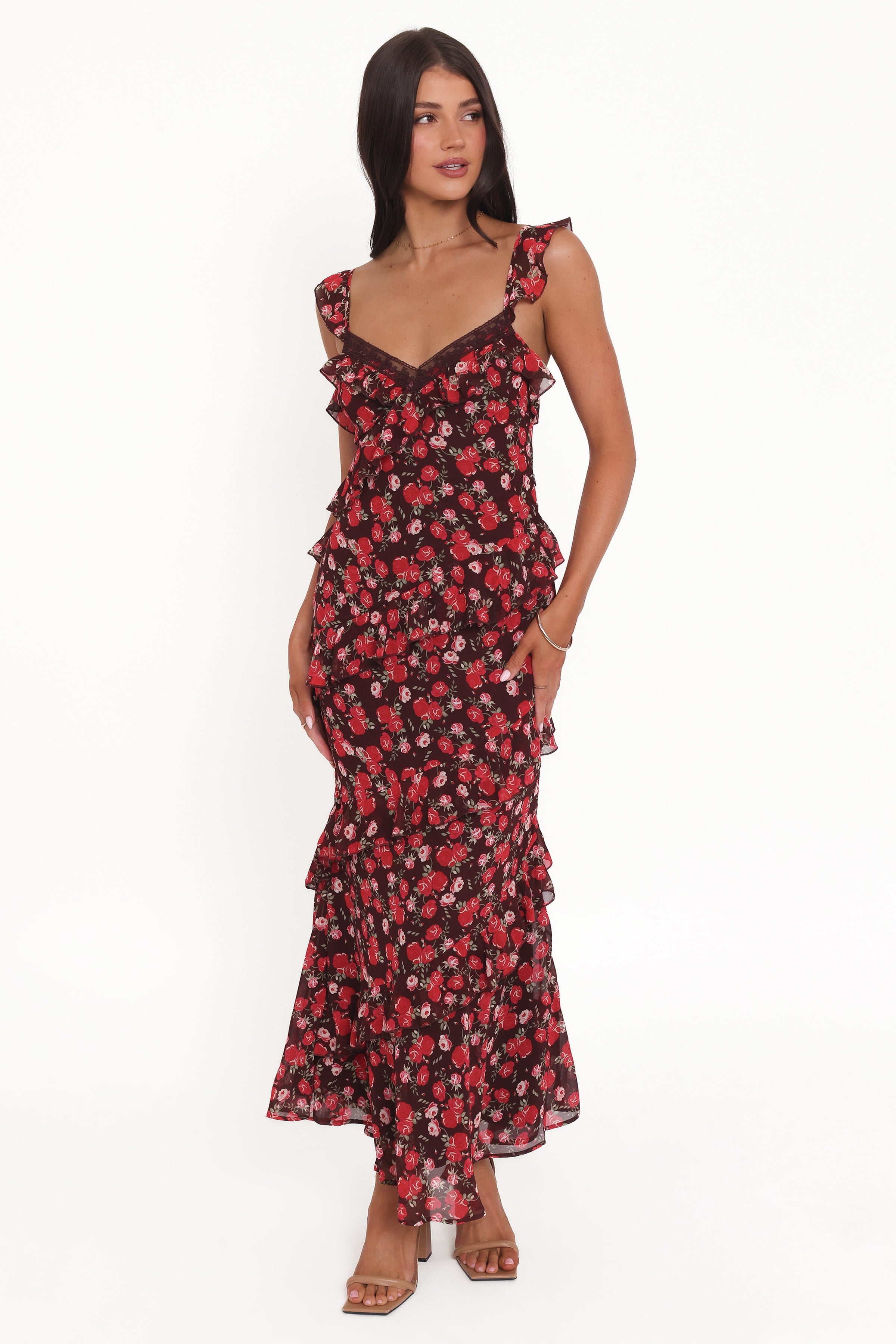 DRESSES @Virginia Maxi Dress - Brown Floral