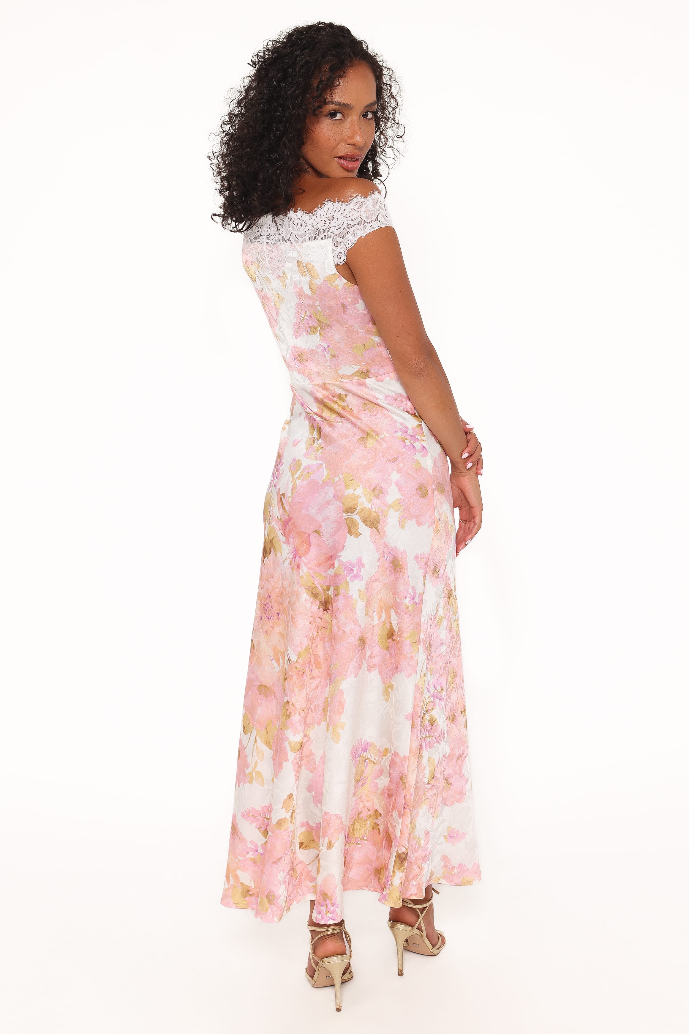 DRESSES Voss Off Shoulder Lace Maxi Dress - Pink Floral