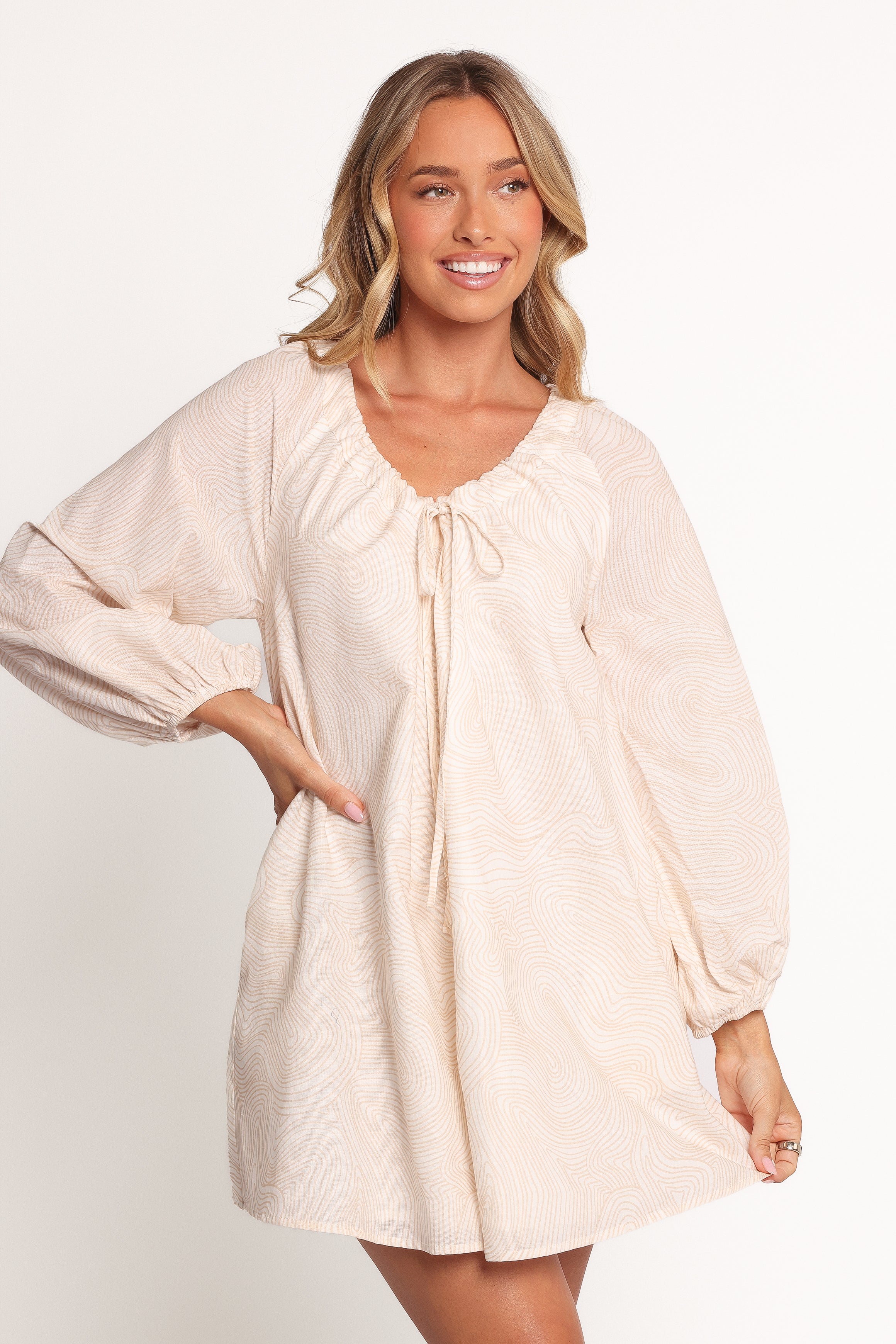DRESSES Walker Smock Mini Dress - Tan Swirl
