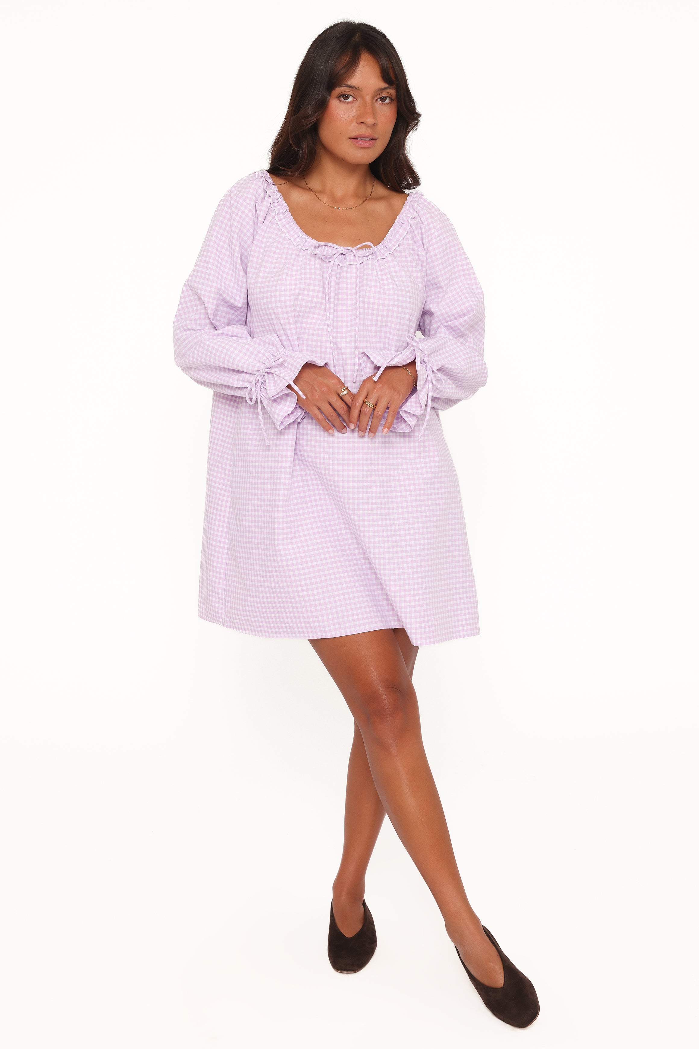 DRESSES Wendy Mini Dress - Lilac Gingham