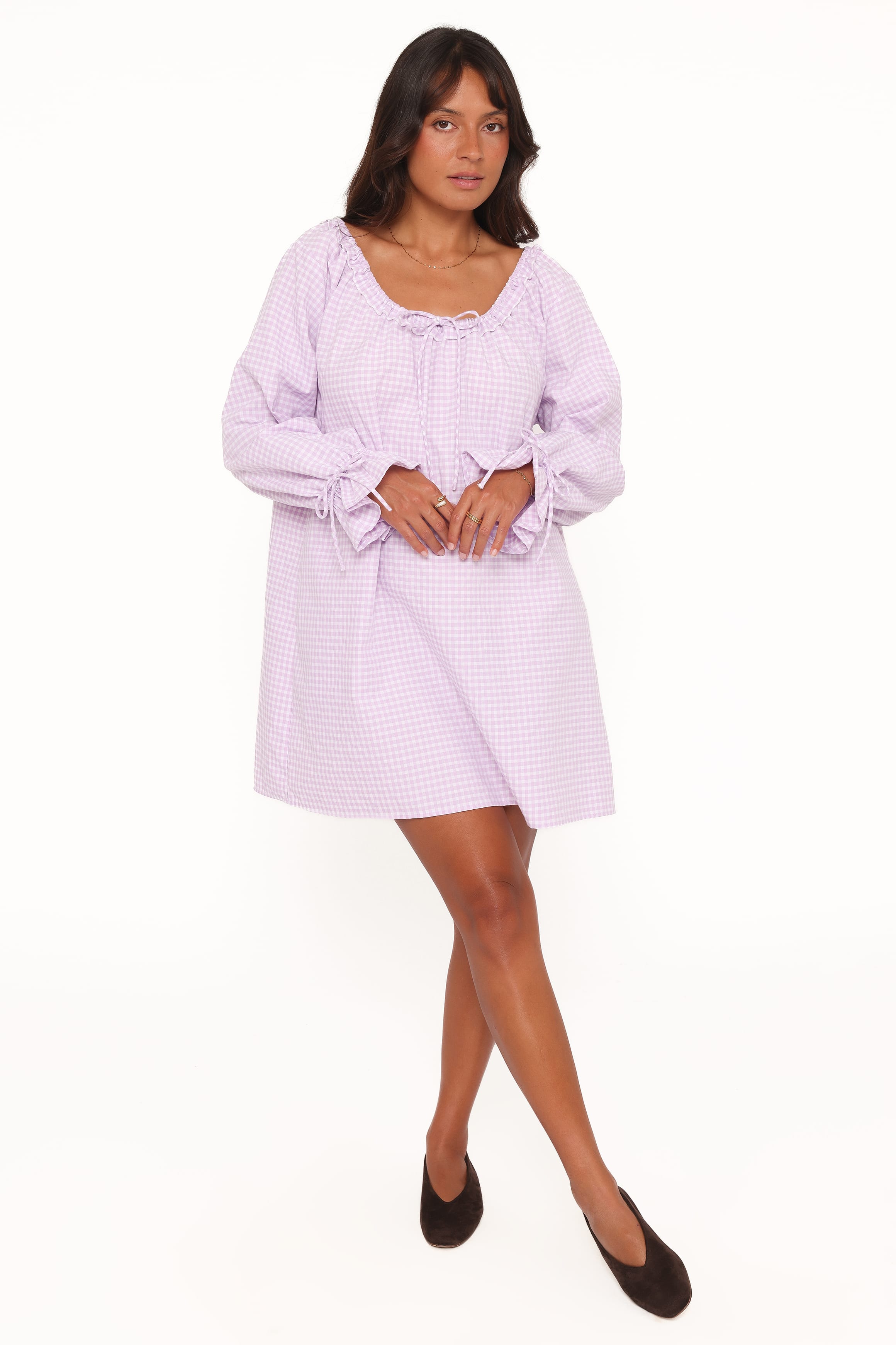 DRESSES Wendy Mini Dress - Lilac Gingham