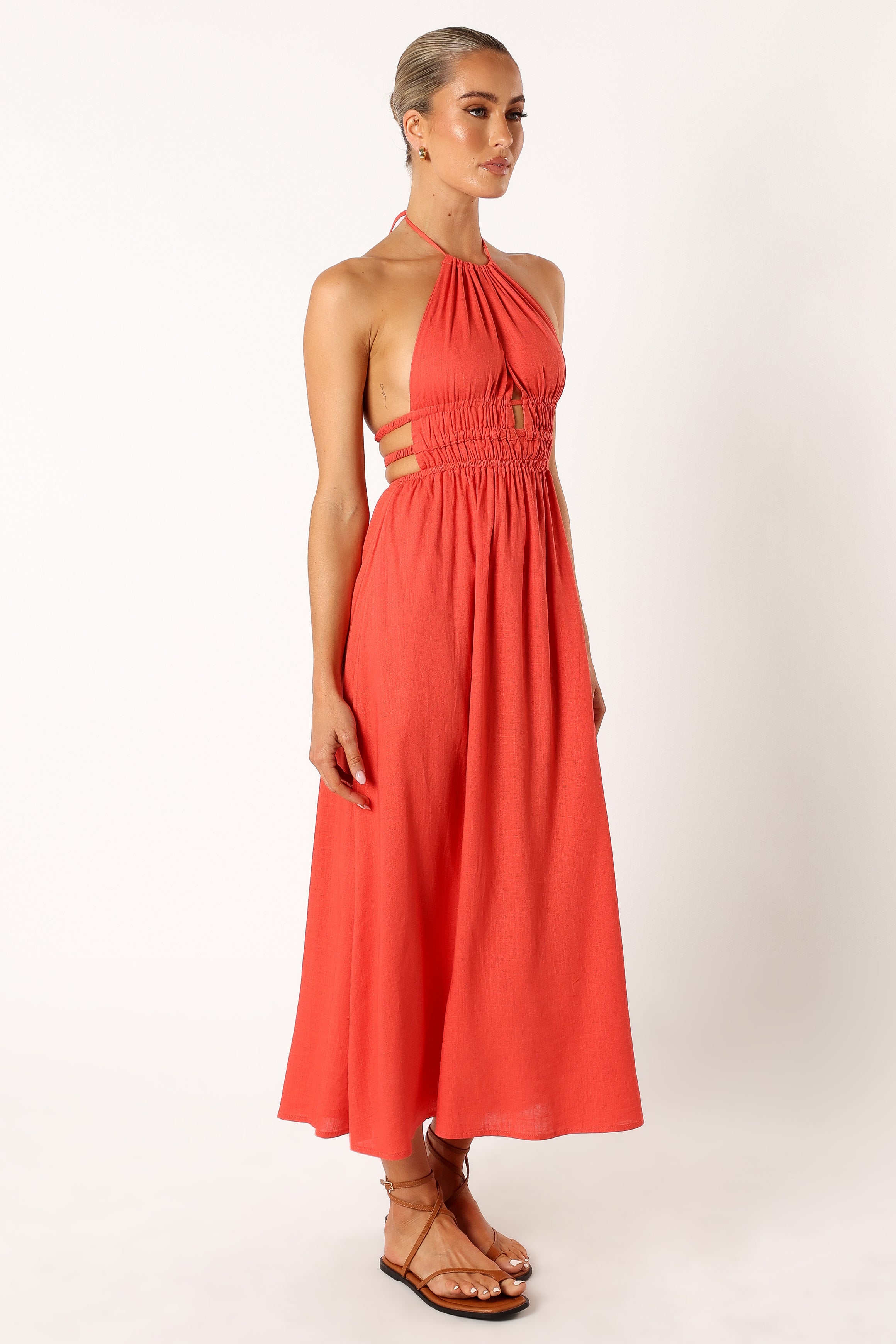 DRESSES @Wilder Halterneck Maxi Dress - Coral Red