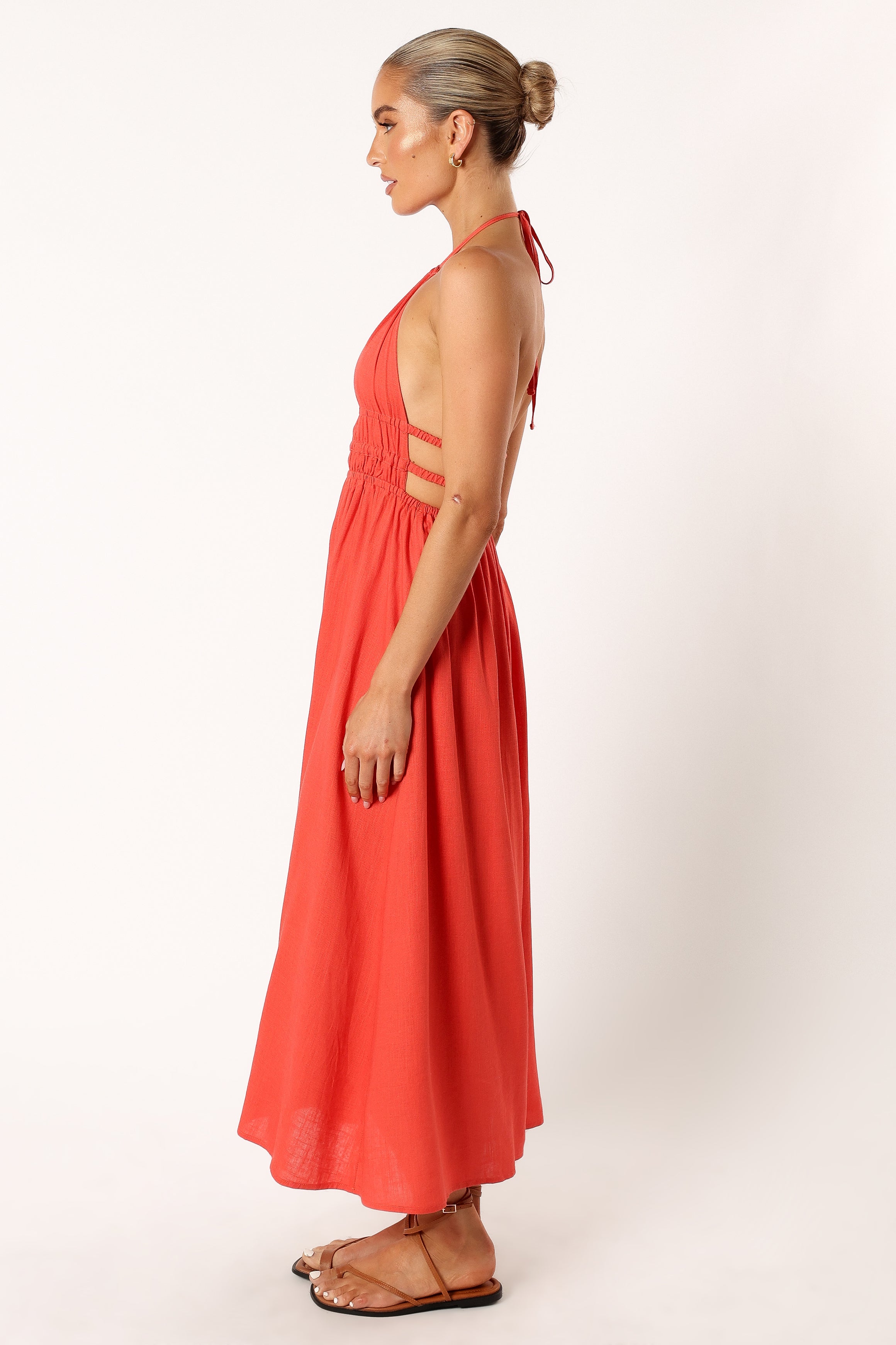 DRESSES @Wilder Halterneck Maxi Dress - Coral Red