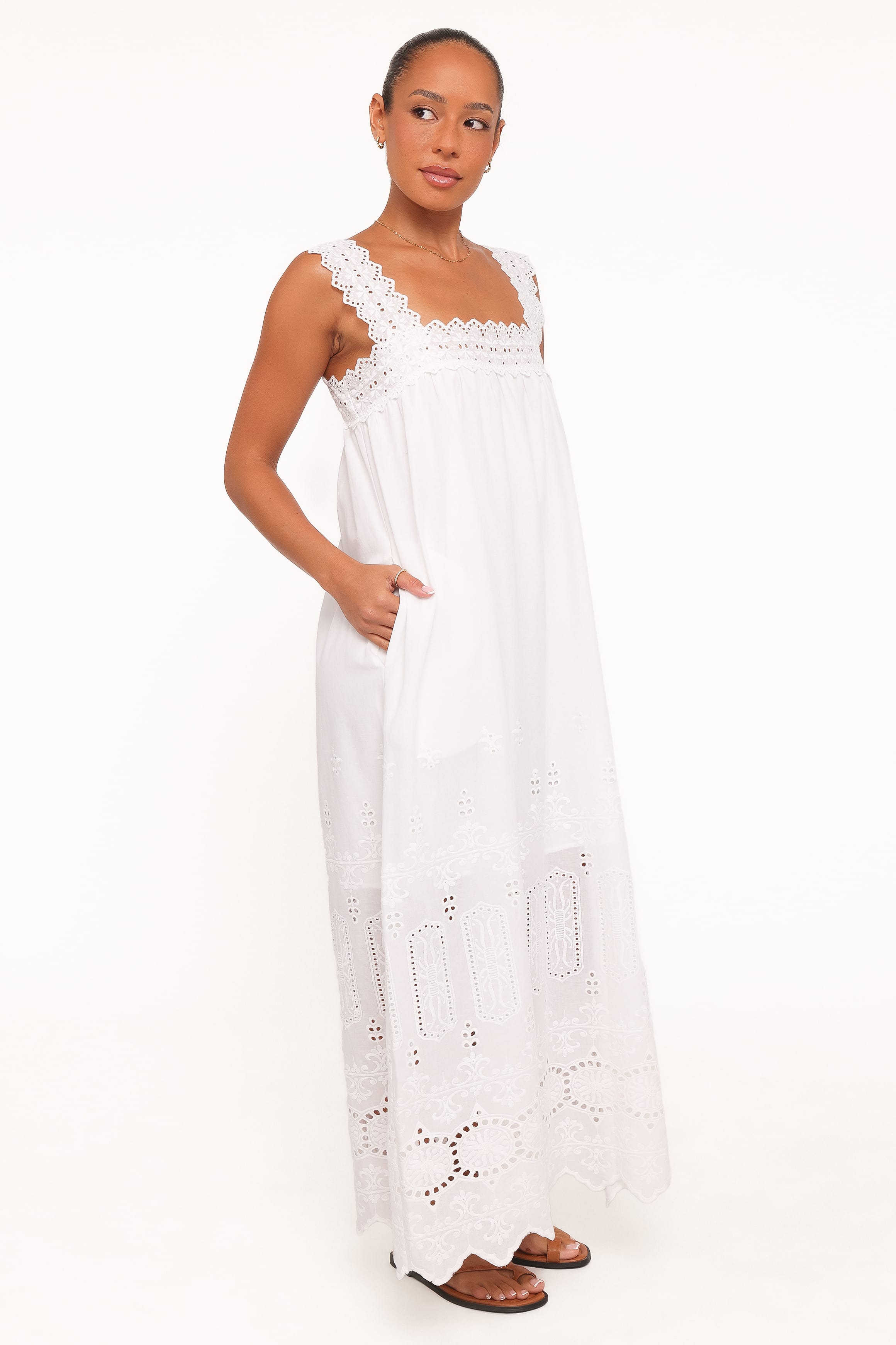 DRESSES Winora Midi Dress - White Broderie
