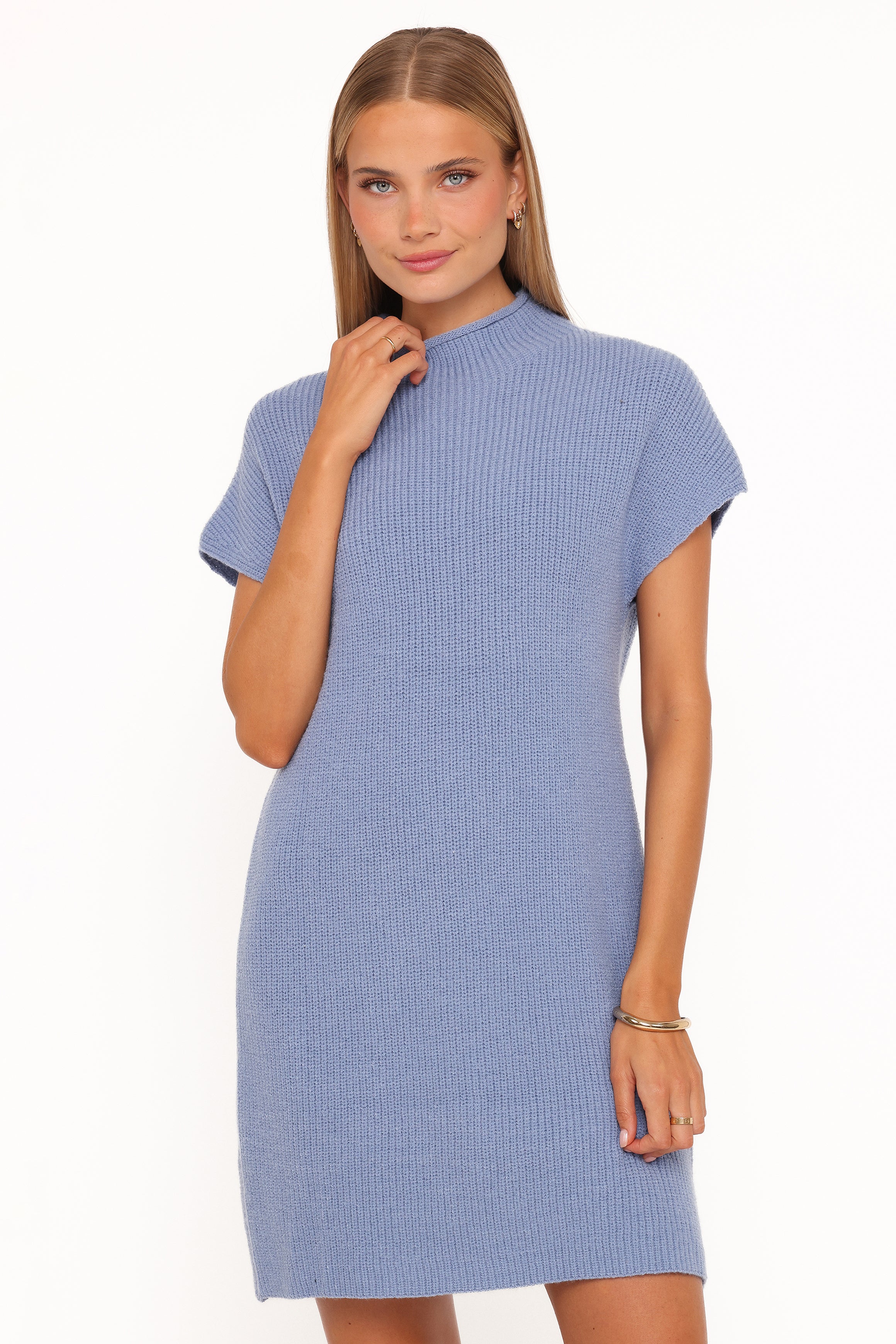 DRESSES @Wright Knit Mini Dress - Dusty Blue