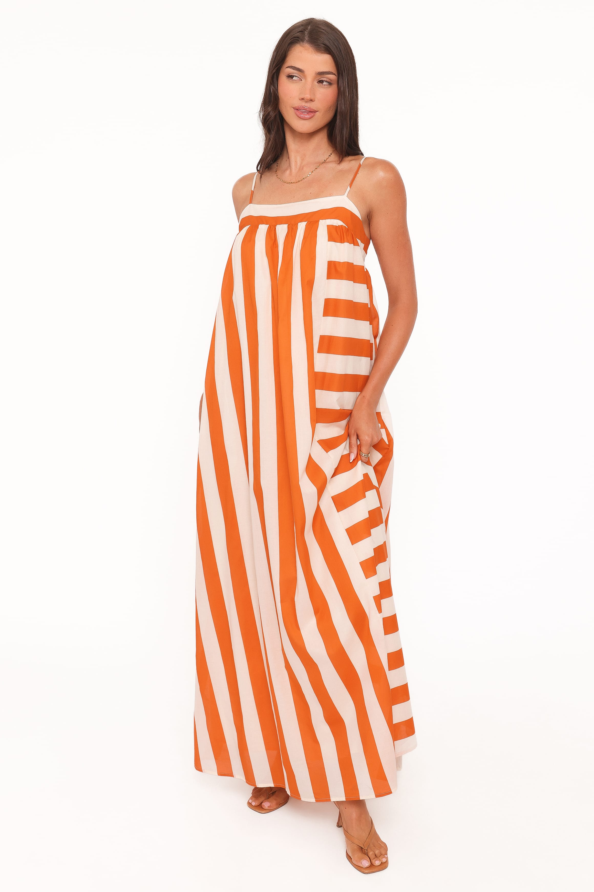 DRESSES Yanika Maxi Dress - Orange/White Stripe