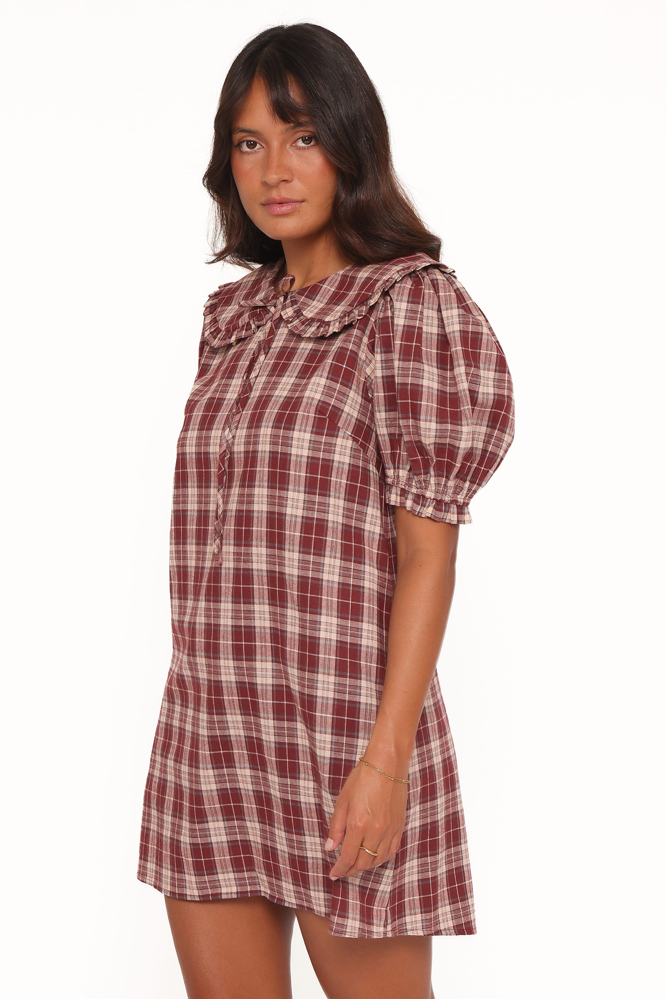 DRESSES Yaris Mini Dress - Burgundy Plaid