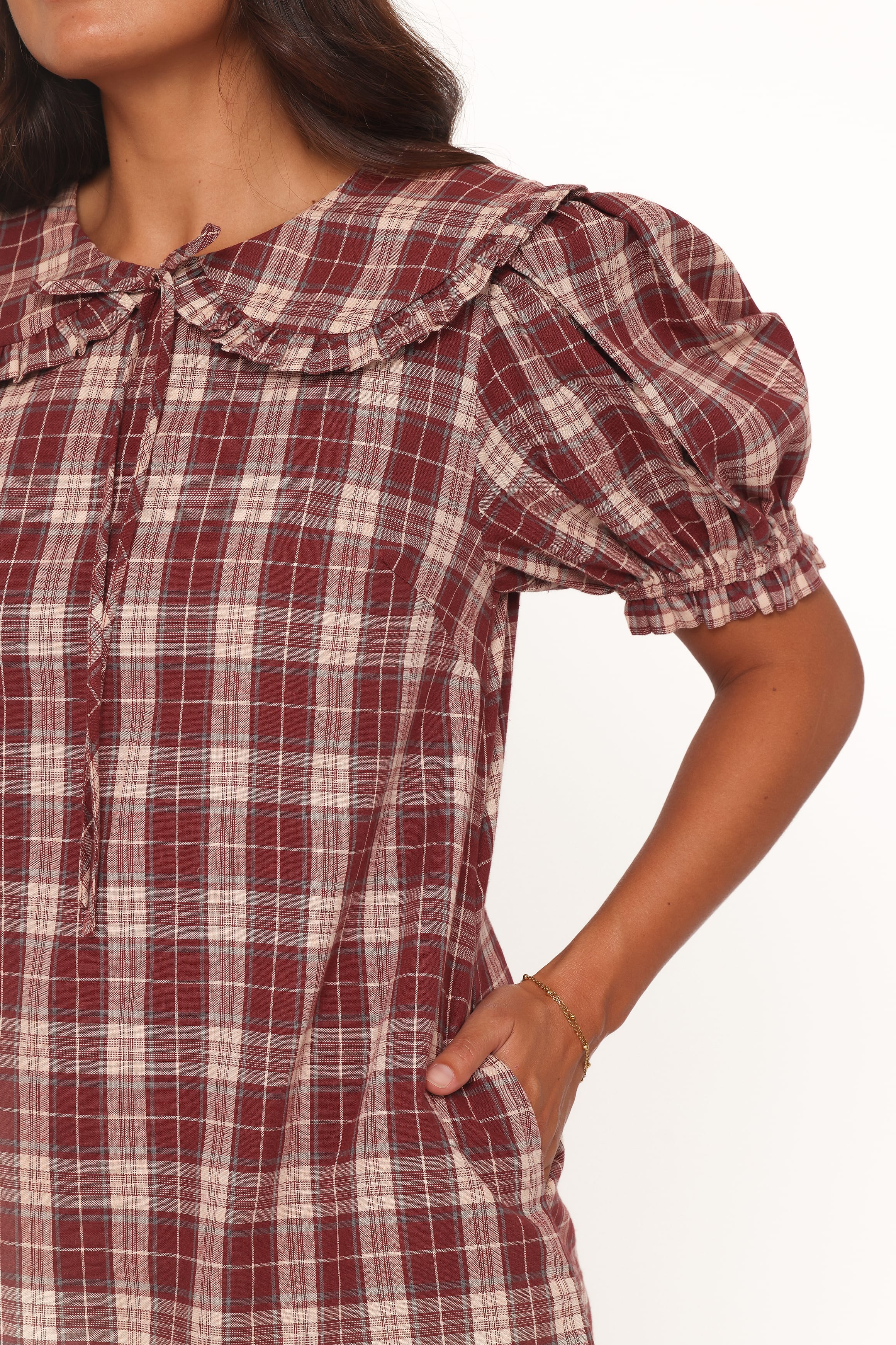 DRESSES Yaris Mini Dress - Burgundy Plaid
