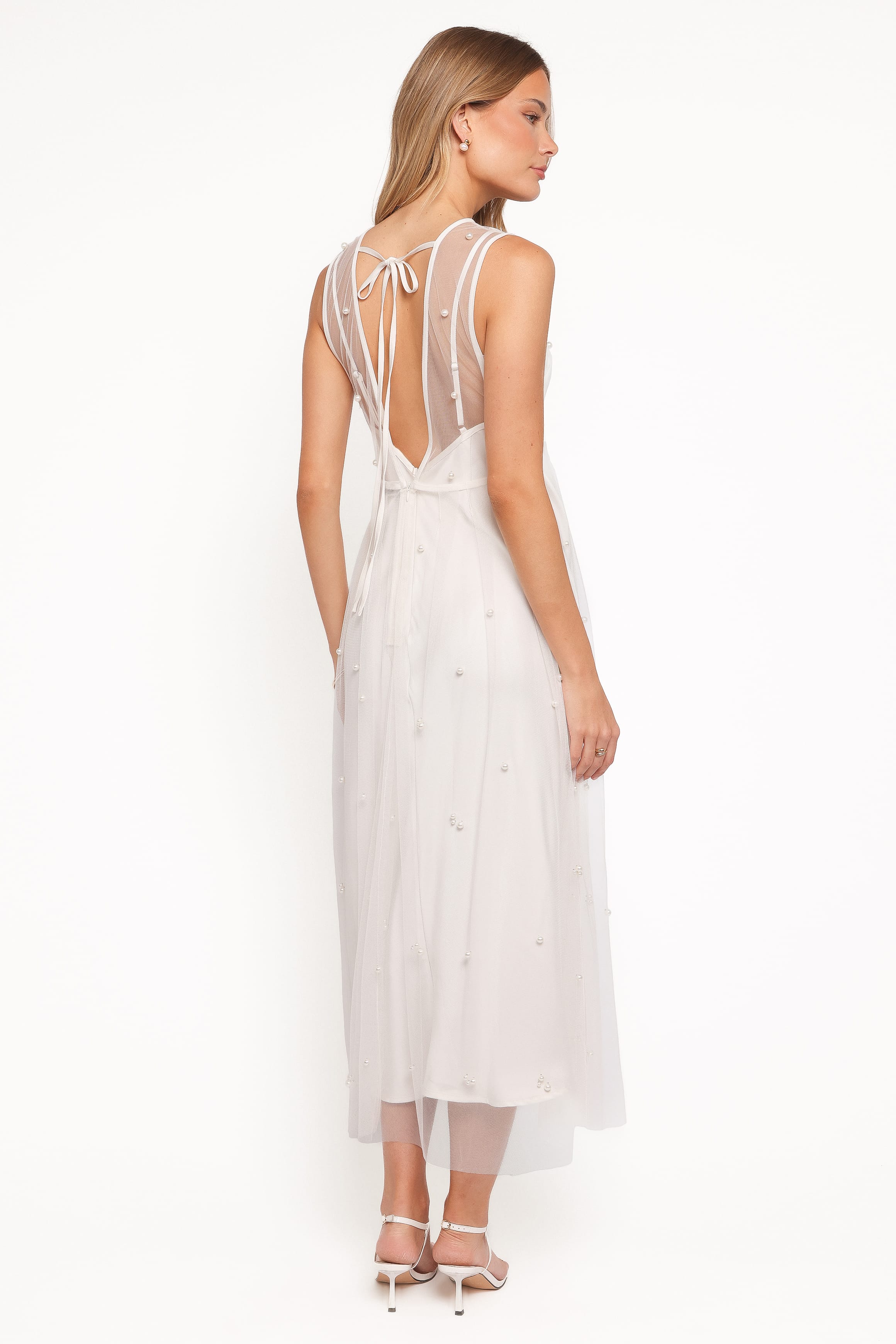 DRESSES Yulia Pearl Midi Dress - Ecru