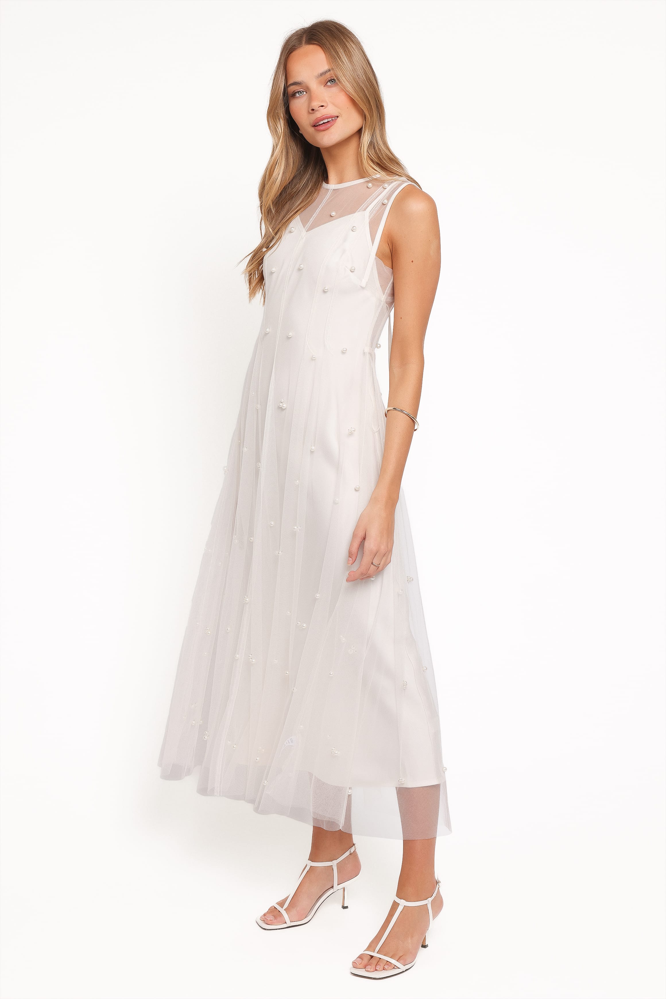 DRESSES Yulia Pearl Midi Dress - Ecru