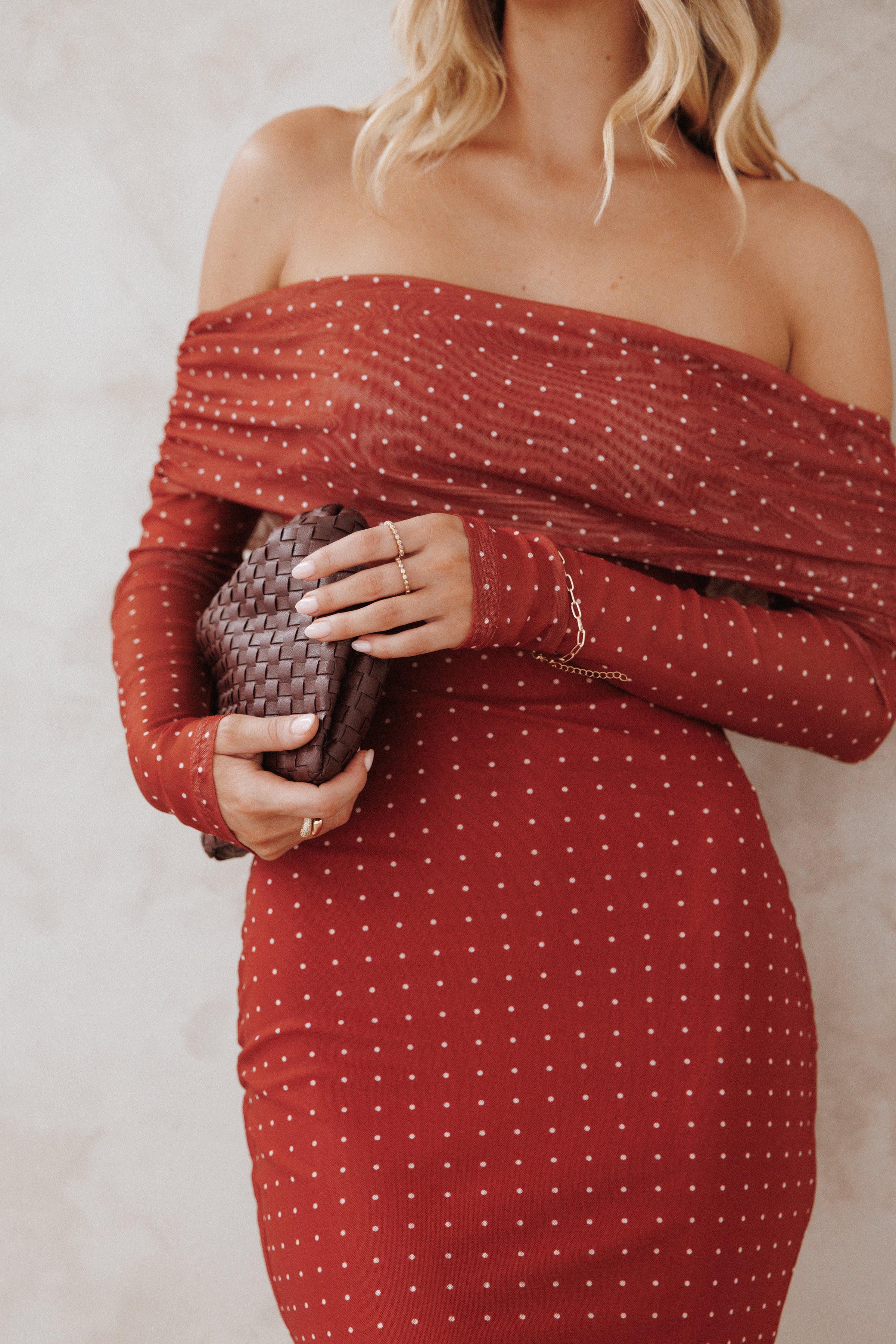 DRESSES Zeva Off Shoulder Maxi Dress - Burgundy Spot