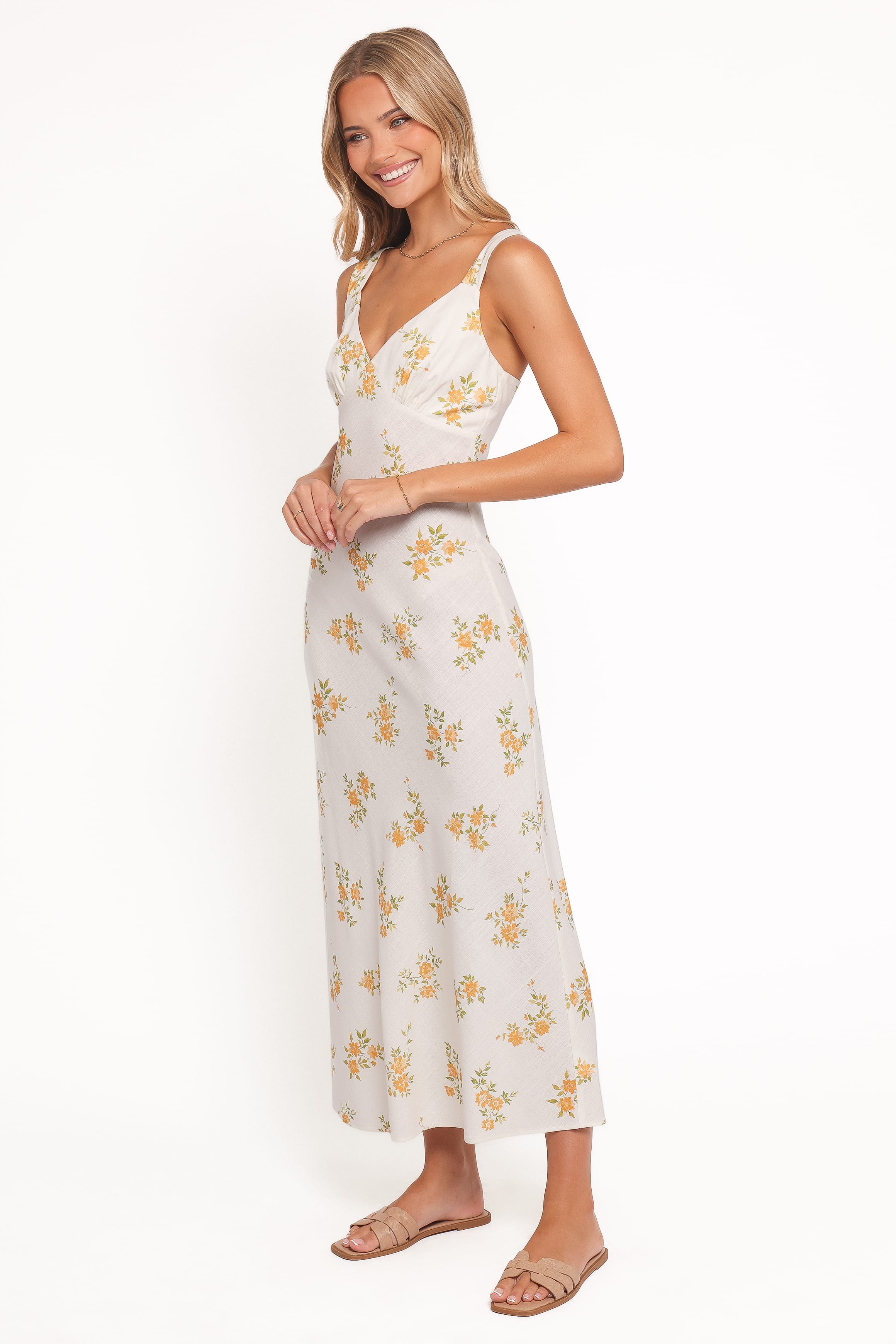 DRESSES Zinnia Midi Dress - Yellow Floral