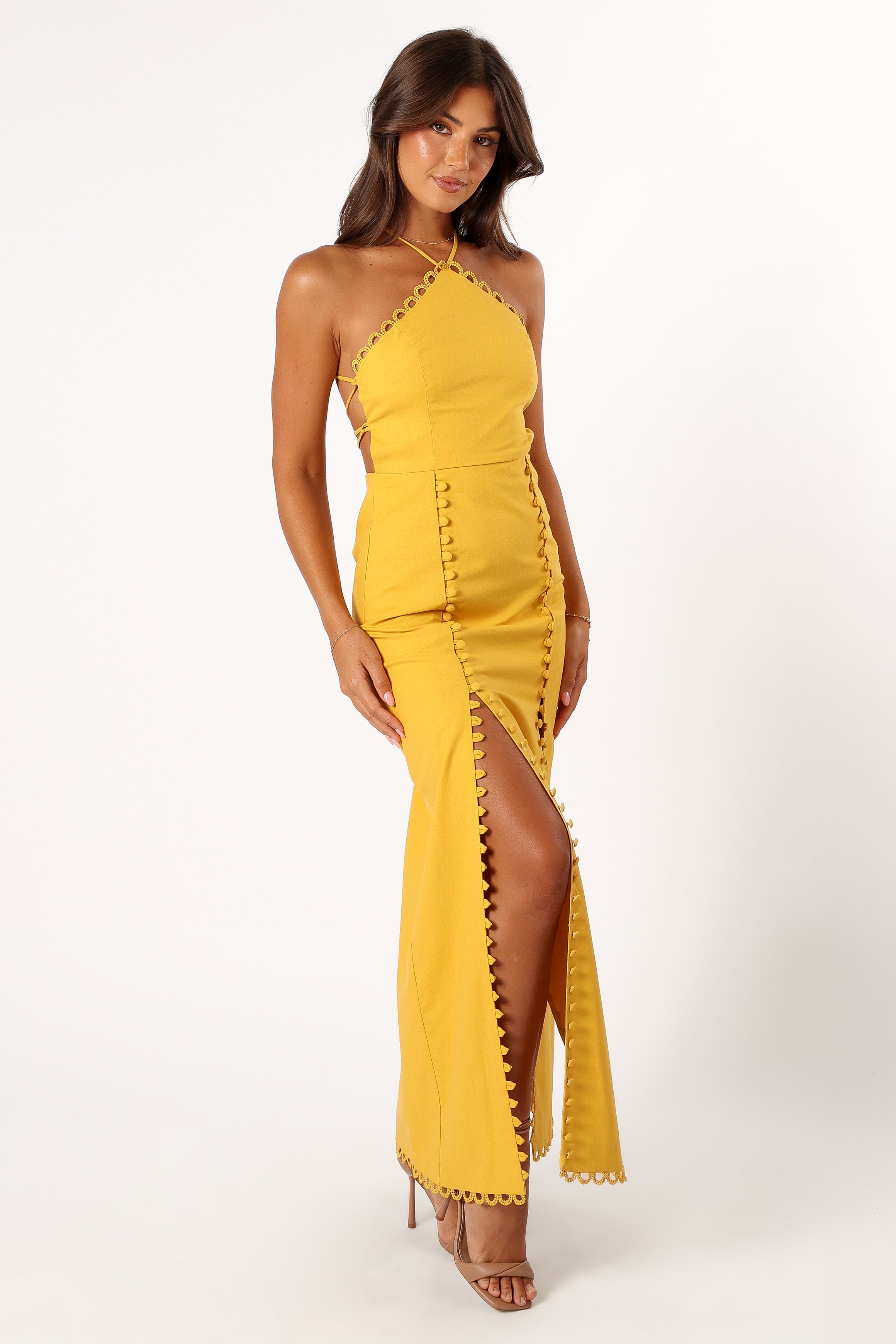 DRESSES @Zola Halterneck Maxi Dress - Dandelion